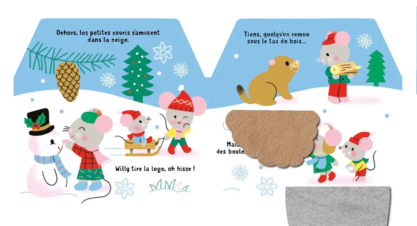 Les Petites Souris préparent Noël - Cache-Cache, Livre d'éveil pour les bébés à partir de 6 mois - Livre d'éveil - 9782095026660 - page-interieure 04