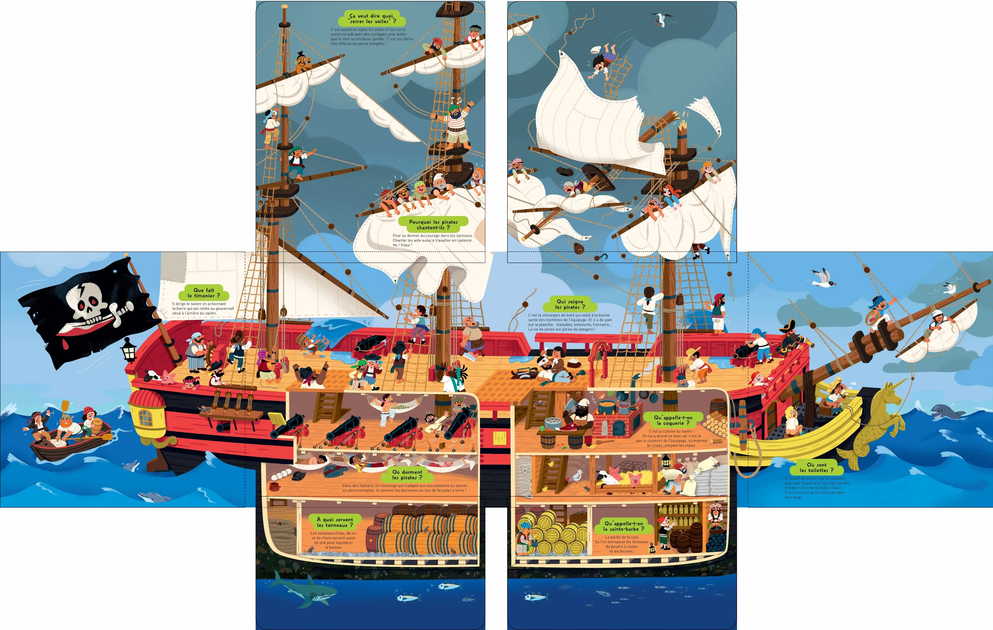 Le Kididoc des pirates - pour découvrir la vraie vie des pirates dans un grand livre Pop-up extraordinaire - dès 5 ans - Livre documentaire - 9782095028718 - page-interieure 04