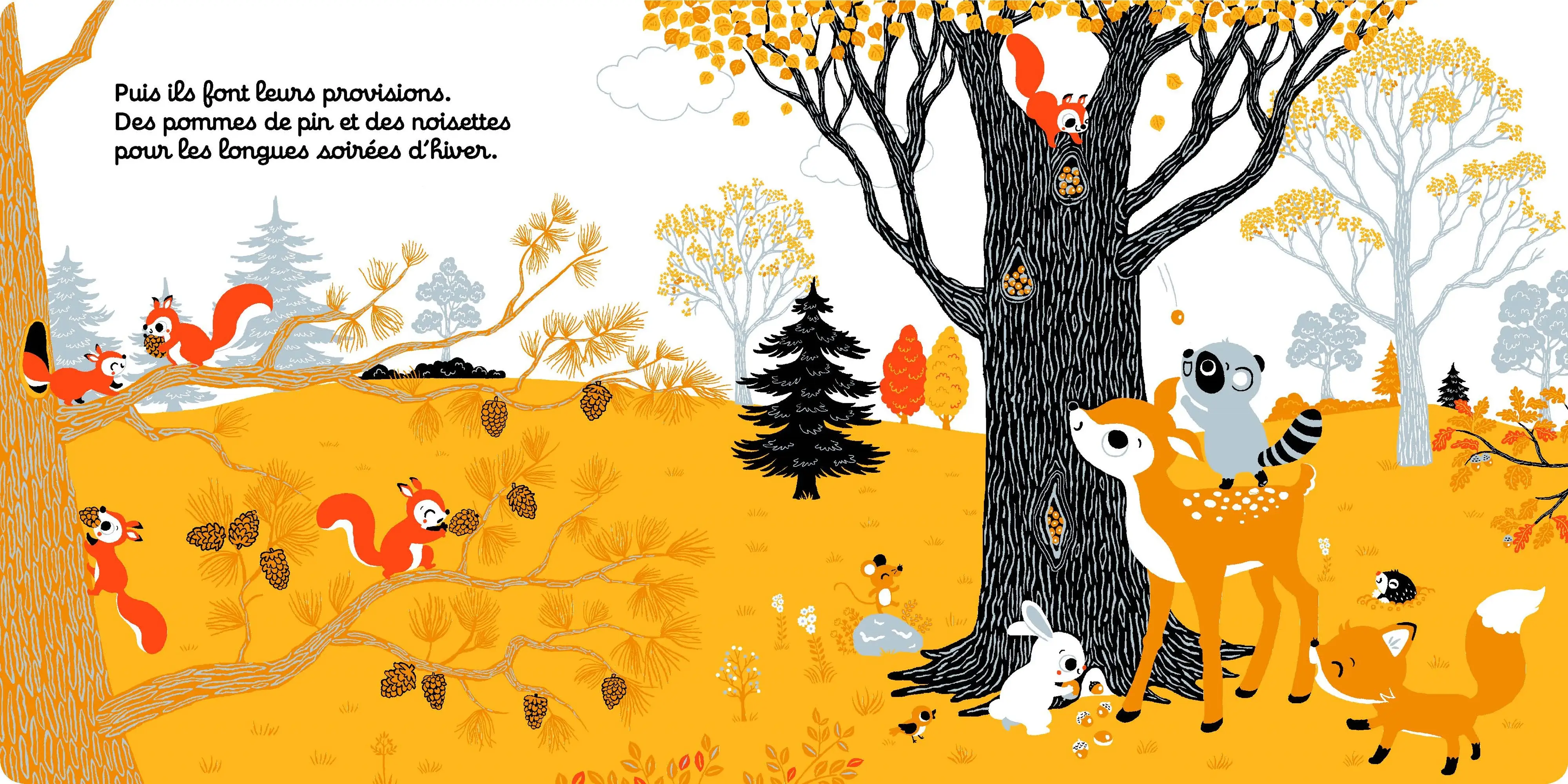Ecoute dans la forêt - un livre sonore avec 6 comptines pour explorer la nature - Petit Nathan Dès 2 ans - Livre d'éveil - 9782095036515 - page-interieure 04