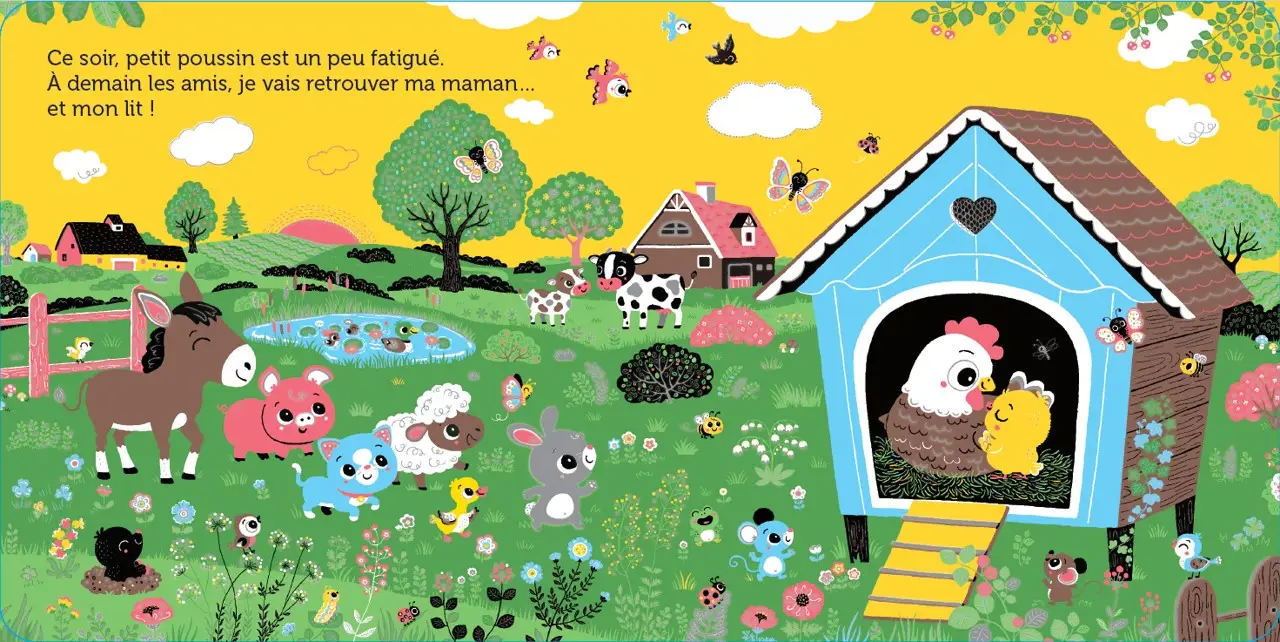 Promenade avec petit Poussin - Livre animé et découverte des animaux - Une aventure parfaite pour Pâques - dès 6 mois - Livre d'éveil - 9782095042677 - page-interieure 04