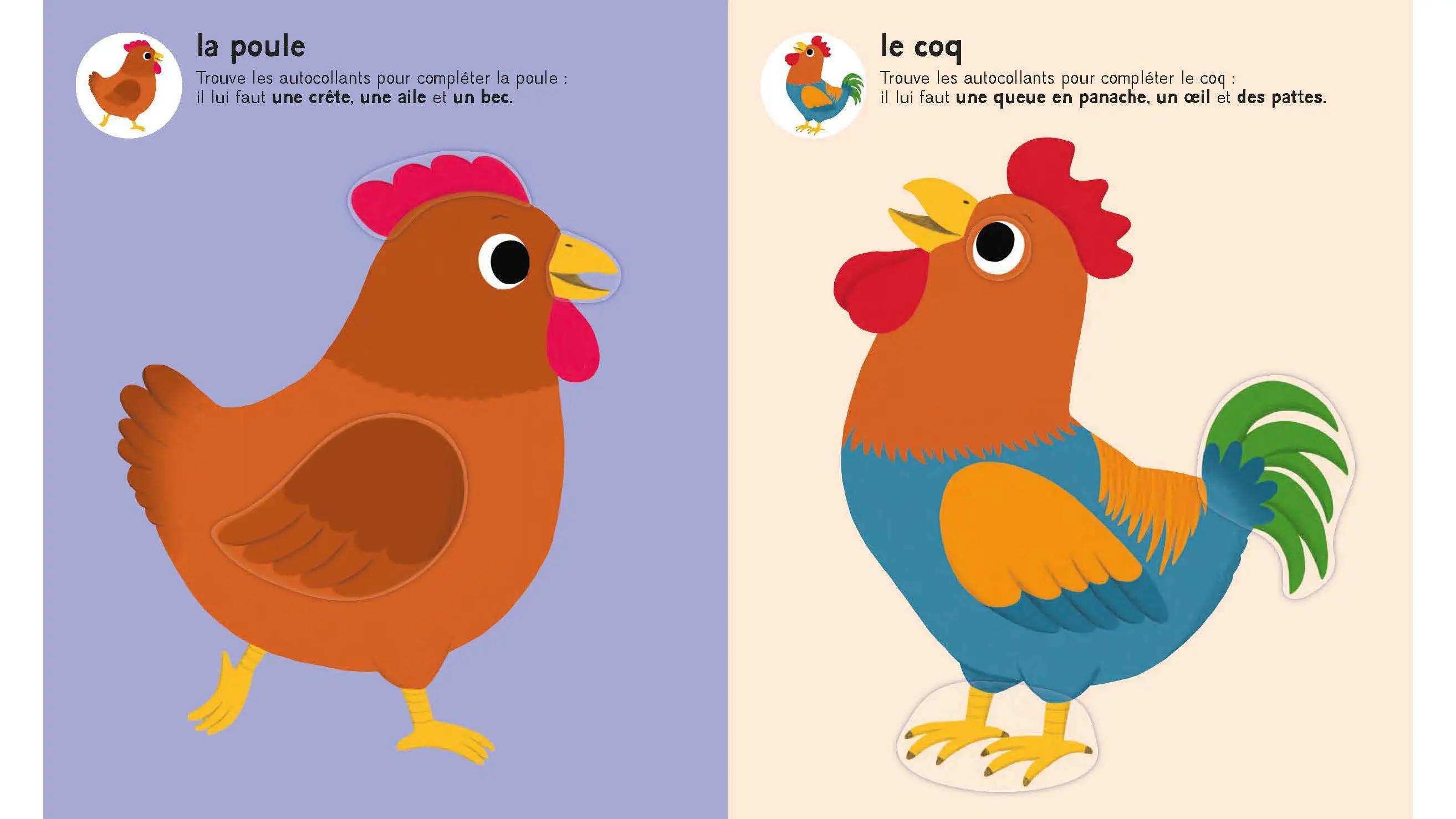 Mes premiers autocollants - Les animaux de la ferme - Autocollants repositionnables - Dès 18 mois  - Cahier d'activités - 9782095061470 - page-interieure 04