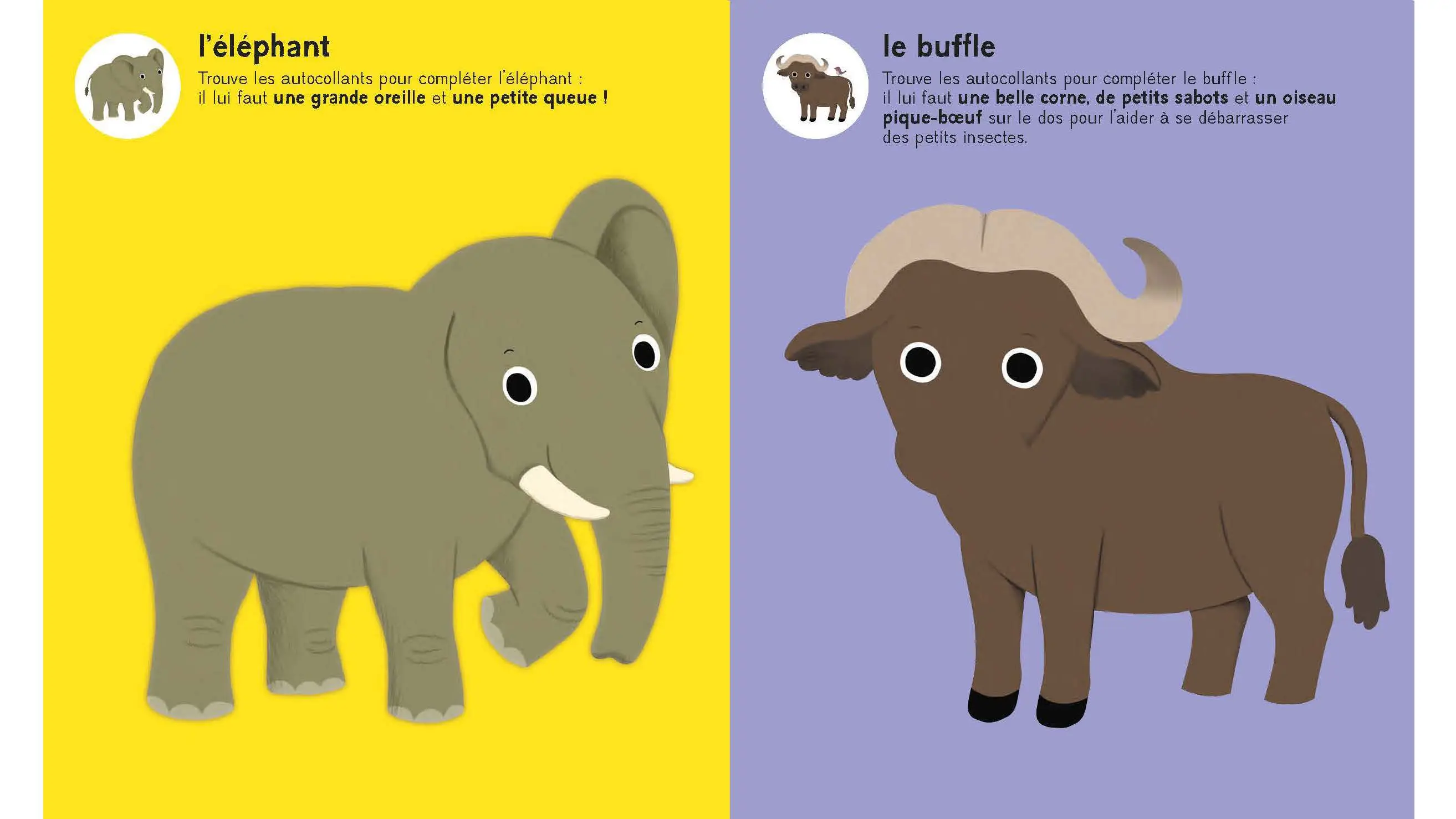 Mes premiers autocollants - Les animaux sauvages - Autocollants repositionnables - Dès 18 mois  - Cahier d'activités - 9782095061487 - page-interieure 04