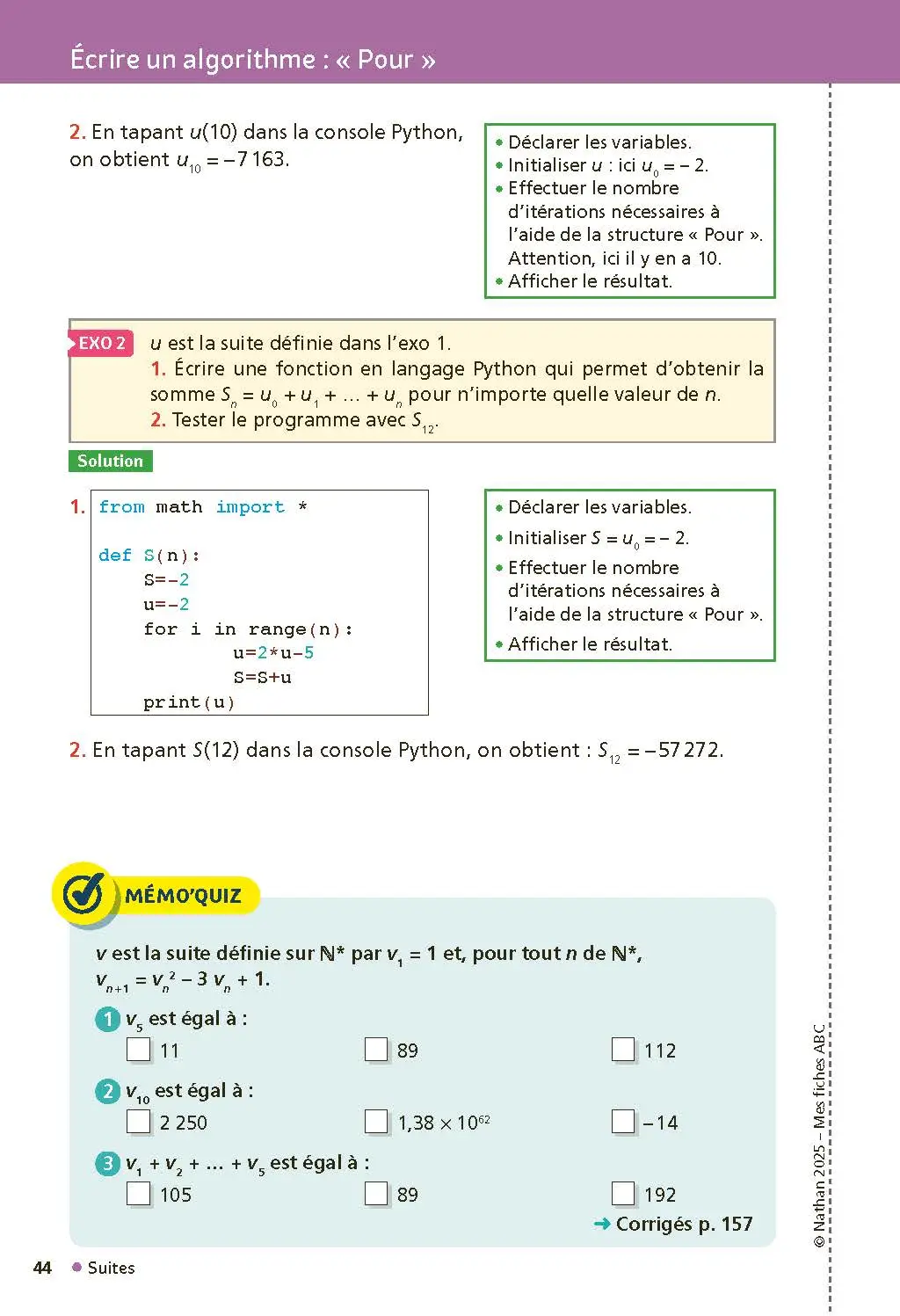 Mathématiques Terminale - Mes fiches pour le BAC Tle - BAC 2027 - Fiches - 9782095044640 - page intérieure 044
