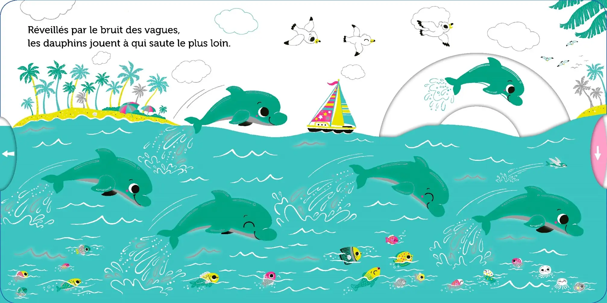 Promenade sous l'océan -  livre d'éveil animé, pour les bébés dès 6 mois - Livre d'éveil - 9782092596593 - page intérieure 05
