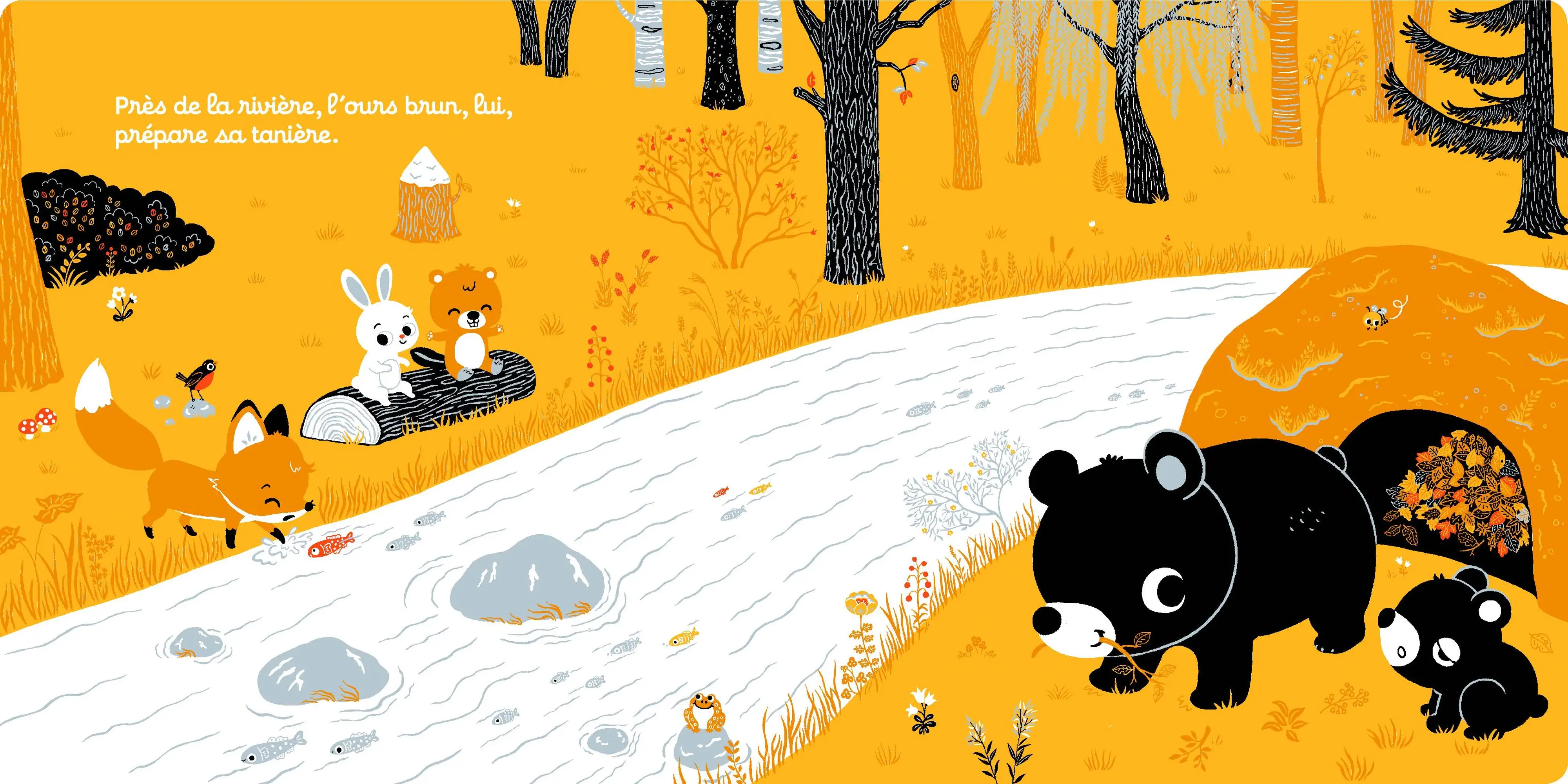 Ecoute dans la forêt - un livre sonore avec 6 comptines pour explorer la nature - Petit Nathan Dès 2 ans - Livre d'éveil - 9782095036515 - page-interieure 05
