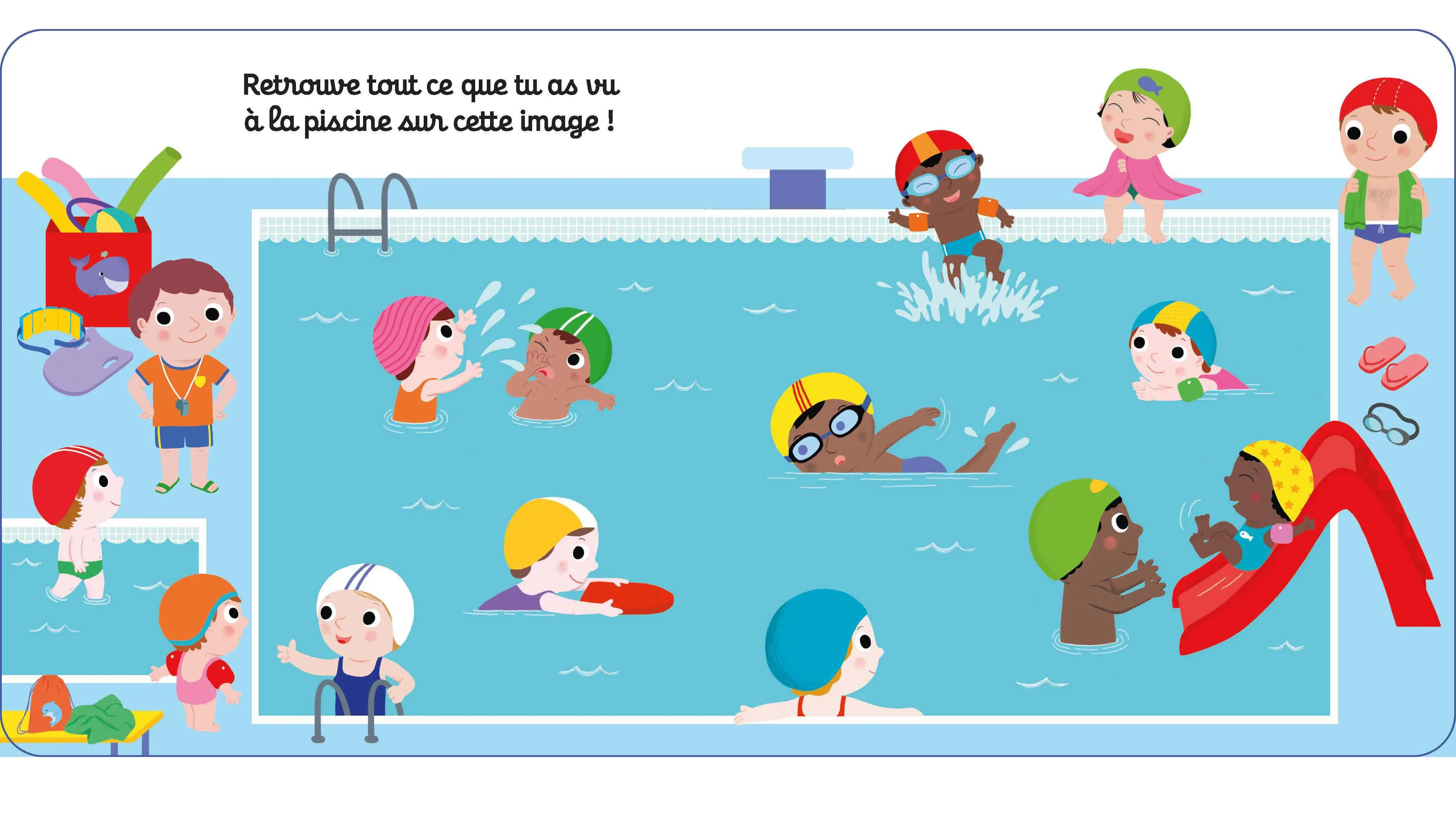 Mon imagier animé de la piscine - Collection Kididoc - Idéal pour les bébés nageurs - Dès 1 an - Livre documentaire - 9782095059880 - page-interieure 05