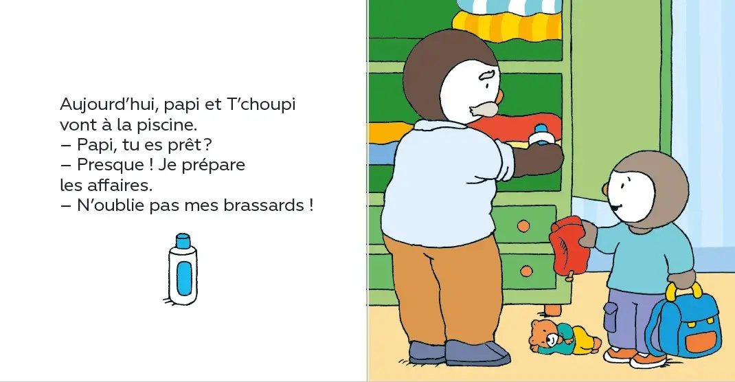 T'choupi va à la piscine - Dès 2 ans - Album(s) - 9782092574294 - page interieure 1