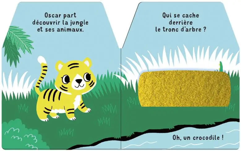 Cache-cache petit tigre - Livre matière - éveil - Dès 6 mois - Livre d'éveil - 9782092579855 - page-interieure 1
