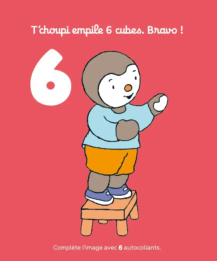 Mes gommettes T'choupi - Les chiffres - Plus de 100 gommettes repositionnables, Dès 3 ans - Cahier d'activités - 9782092582114 - page interieure 1