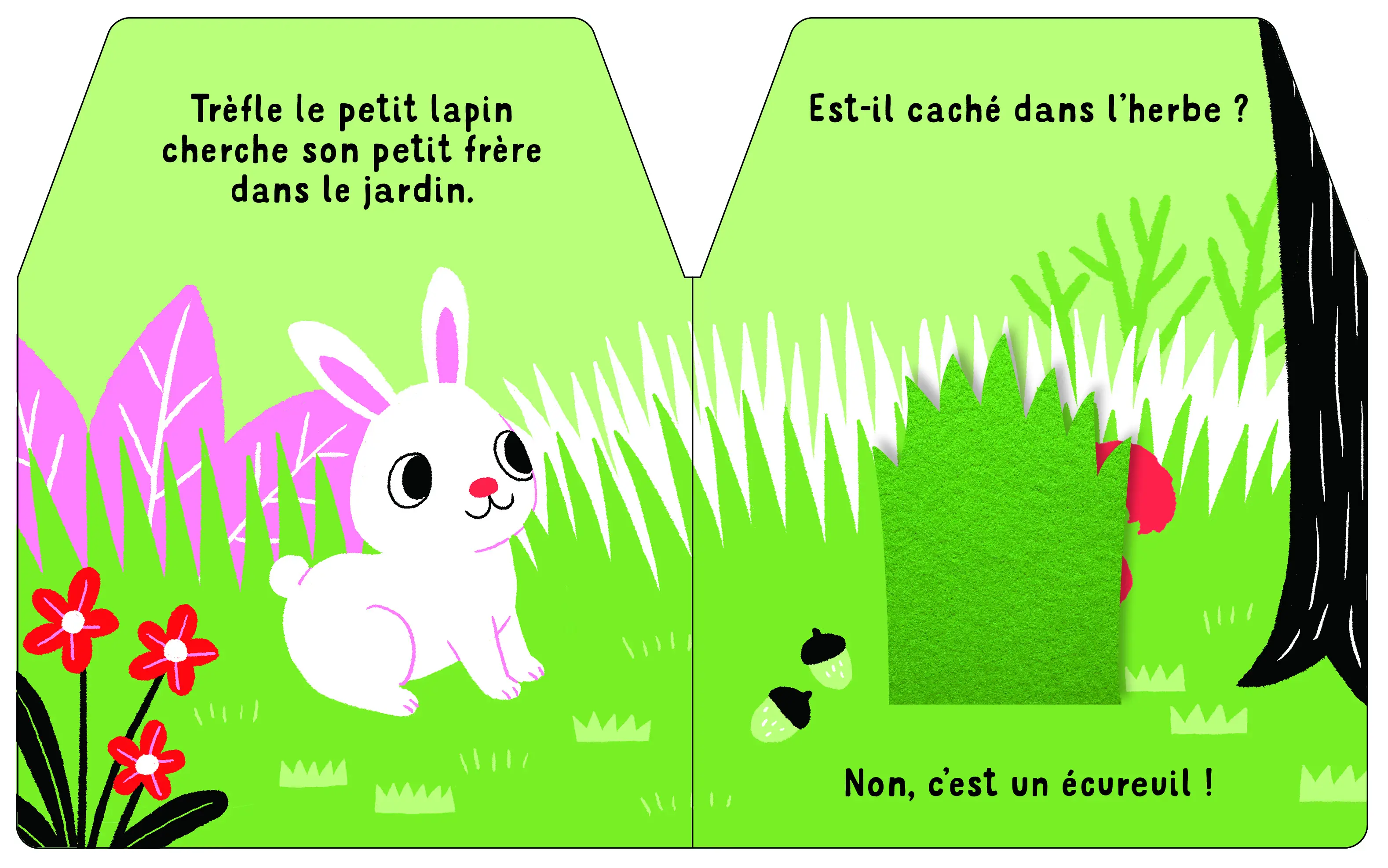 Cache-cache petit lapin - Livre matière - éveil - Une petite histoire parfaite à découvrir à Pâques - Dès 6 mois - Livre d'éveil - 9782092588031 - page-interieure 1