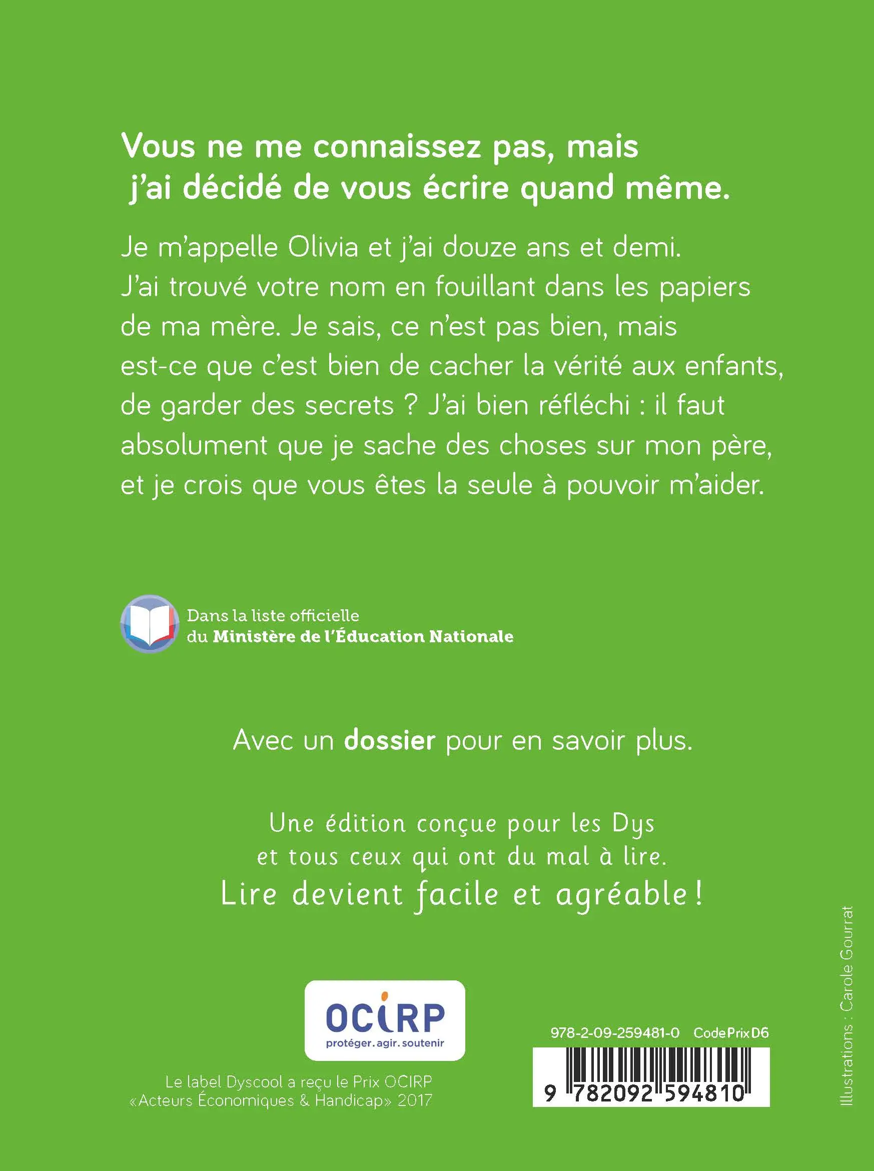 Dyscool - Chère Madame ma grand-mère - adapté aux enfants DYS ou dyslexiques - Dès 10 ans - Roman - 9782092594810 - page intérieure 1