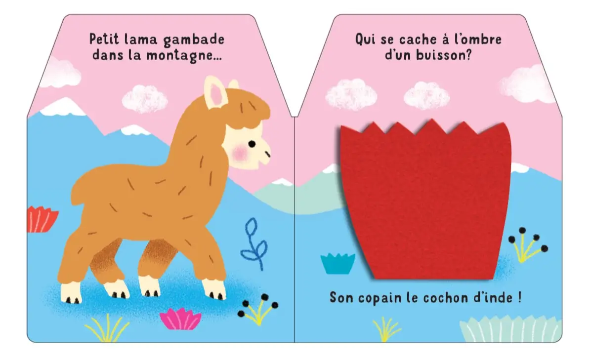 Cache-cache petit lama - Livre matière - éveil -  Dès 6 mois - Livre d'éveil - 9782092596463 - page intérieure 1