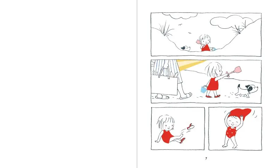 Petiote à la mer - une BD sans texte à lire les pieds dans l'eau - dès 3 ans - BD - 9782095047573 - page-interieure 1