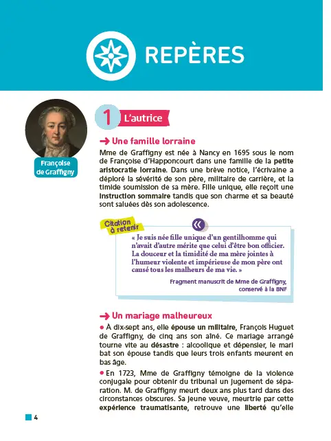 Analyse et étude de l'oeuvre - Lettres d'une Péruvienne, Graffigny - Réussir son BAC Français 1re 2026 - Parcours associé « un nouvel univers s?est offert à mes yeux » - Une oeuvre, un parcours - Livre parascolaire - 9782095047627 - Page intérieure 1