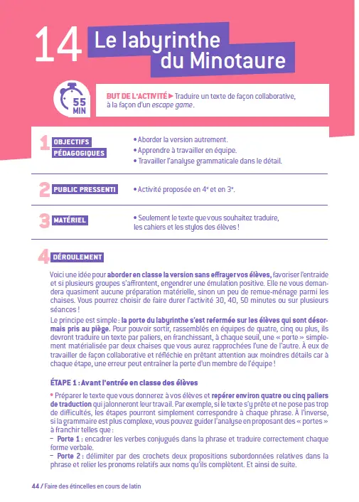 Mission Prof' Collège - Faire des étincelles en cours de latin - 32 activités clé en main  - Guide pédagogique - 9782095047801 - page intérieure 1