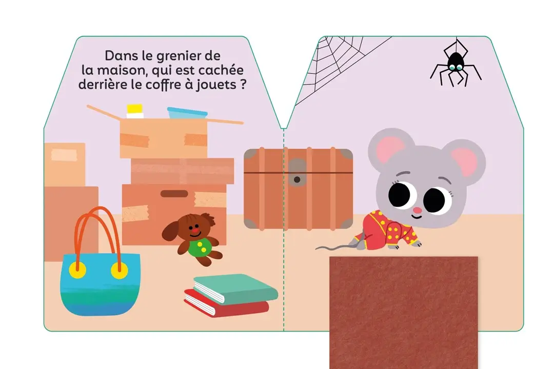 Cache-cache - Romy bébé souris - Un livre de coucou/caché avec 5 flaps en feutrine - Dès 6 mois - Livre d'éveil - 9782095058470 - page interieure 1