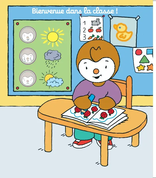 T'choupi - Mes gommettes de l'école  - Plus de 150 gommettes repositionnables à utiliser - dès 2 ans - Livre d'éveil - 9782095063085 - page interieure 1