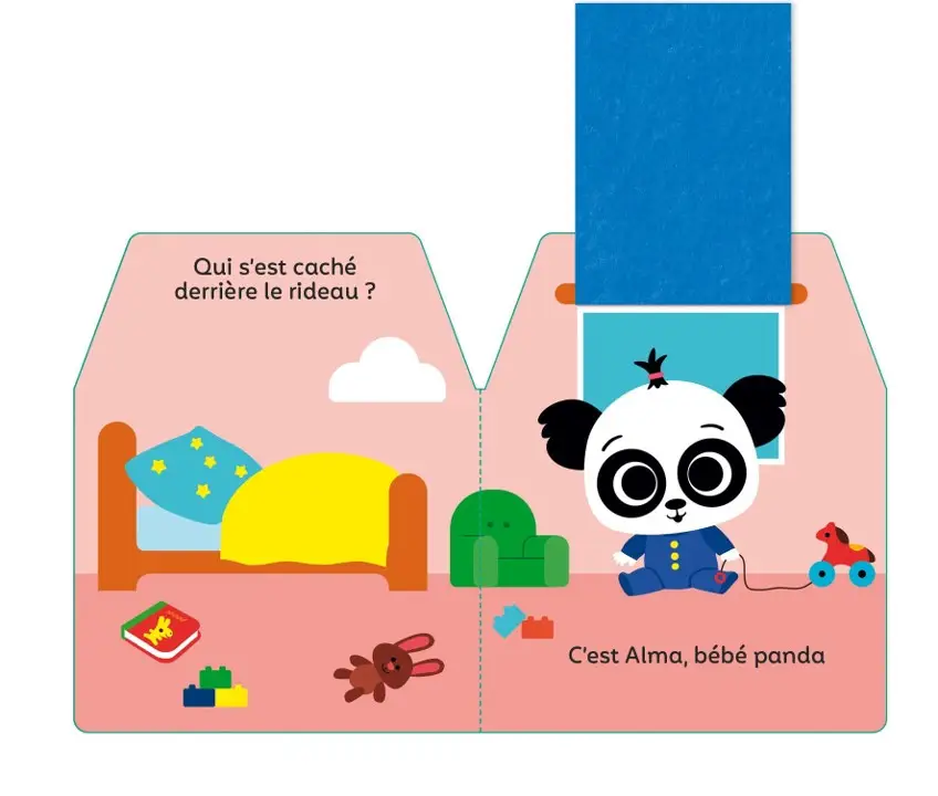 Cache-cache - Alma, bébé panda - Un livre de coucou/caché avec 5 flaps en feutrines - Dès 6 mois - Livre d'éveil - 9782095064686 - page interieure 1