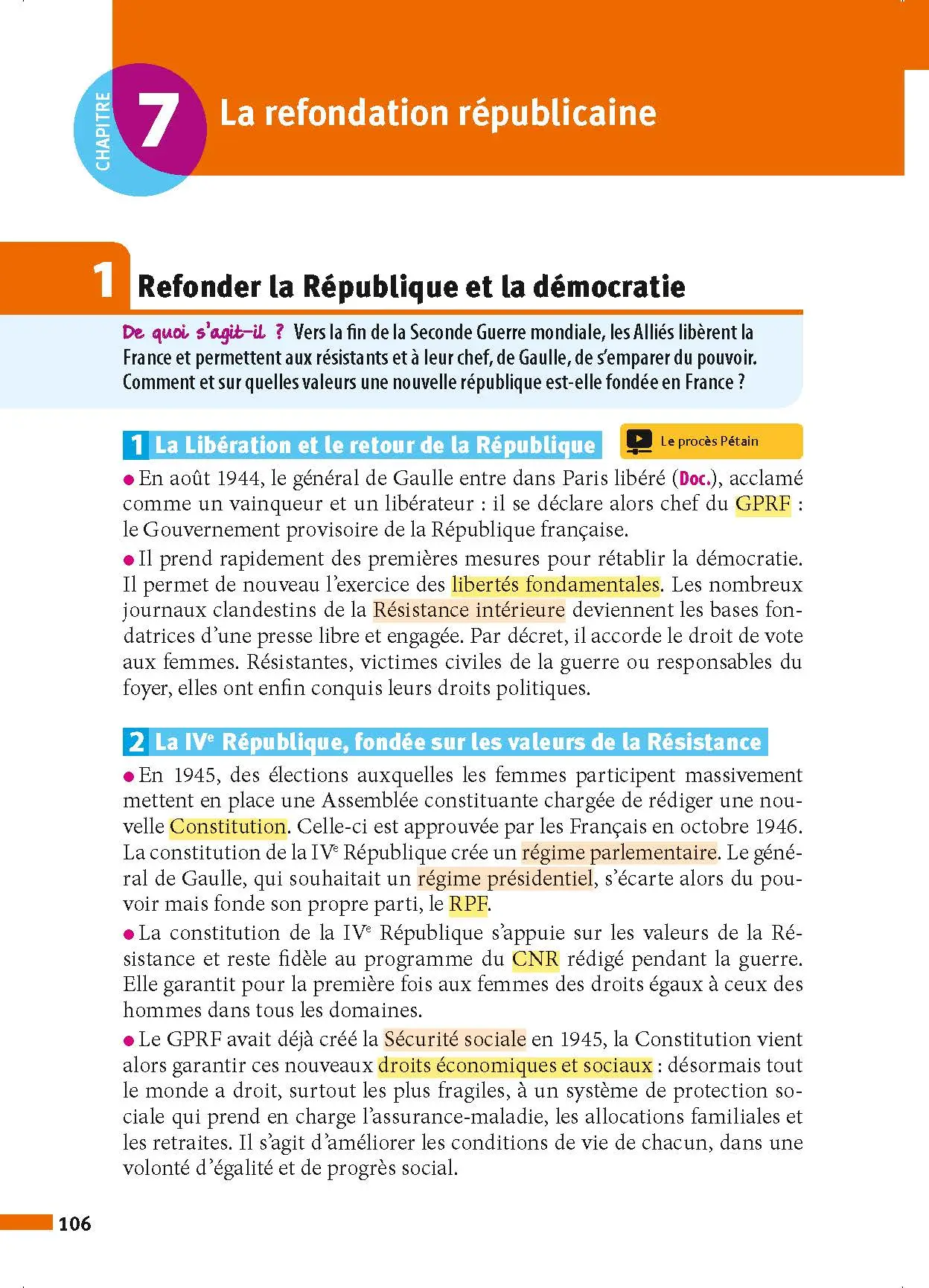 Histoire-Géographie-EMC (Enseignement moral et civique) 3e - ABC Réussite - Le Brevet efficace - Cours, Méthode, Exercices - Brevet 2027 - Livre de cours, méthode et exercices - 9782091571058 - page intérieure 106