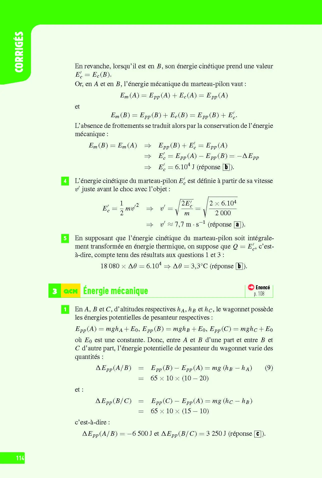 Physique-Chimie Première - Interros des lycées 1re - Les vrais exos du BAC - + de 100 exercices avec corrigés détaillés - Bac 2027 - Cahier d'exercices - 9782091574165 - page intérieure 114