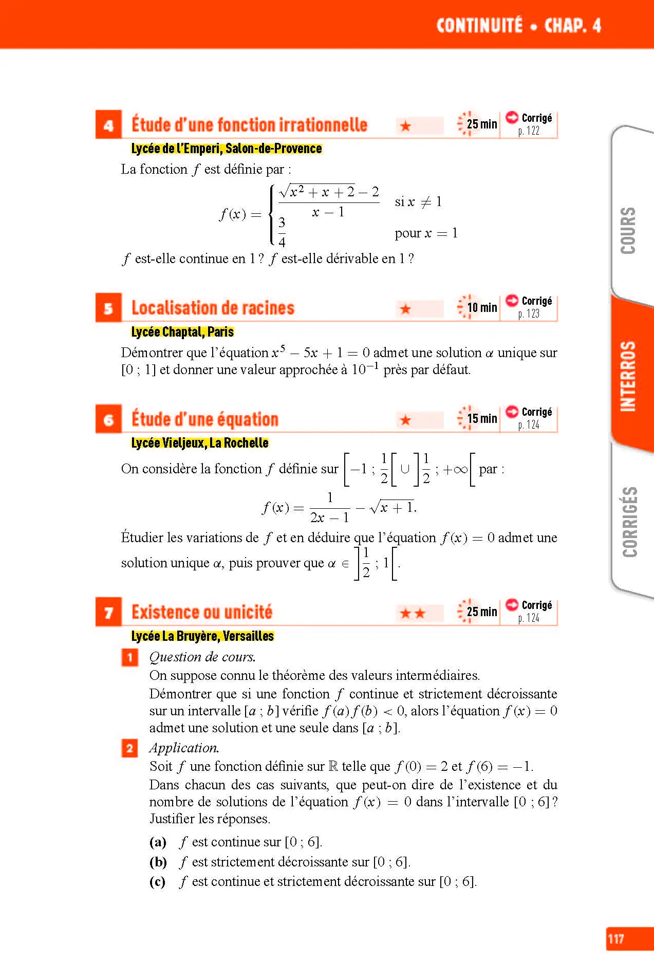 Maths Terminale - Interros des lycées Tle - Les vrais exos du BAC - + de 100 exercices avec corrigés détaillés - BAC 2027 - Cahier d'exercices - 9782095023355 - page intérieure 117