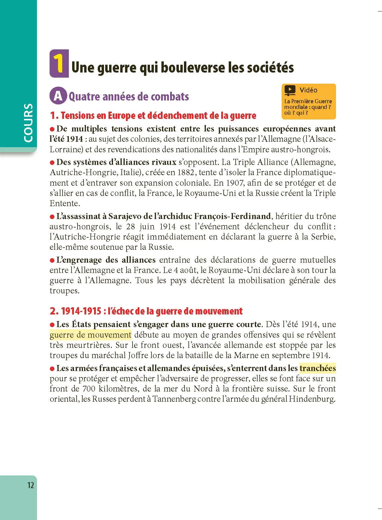 Histoire-Géographie / EMC (Enseignement moral et civique) 3e - ABC Excellence - Le Brevet brillamment - Cours, Méthode, Exercices - Brevet 2027 - Livre de cours, méthode et exercices - 9782091571348 - page intérieure 12