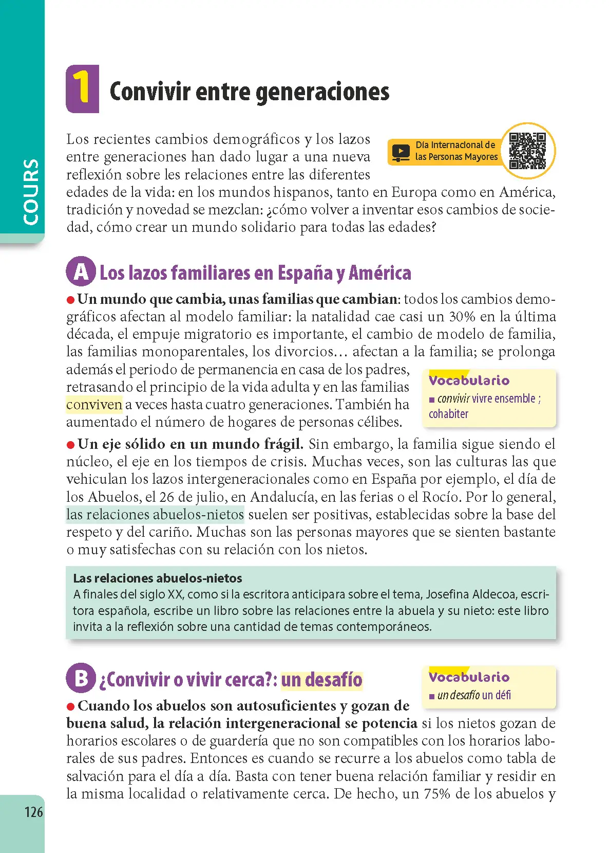 Espagnol Lycée (2de, 1re, Terminale) - ABC Excellence - Bac 2027 - Enseignement commun - Cours complets, Notions-clés et vidéos, Points méthode, Exercices et corrigés détaillés - Livre de cours, méthode et exercices - 9782091571461 - page intérieure 126