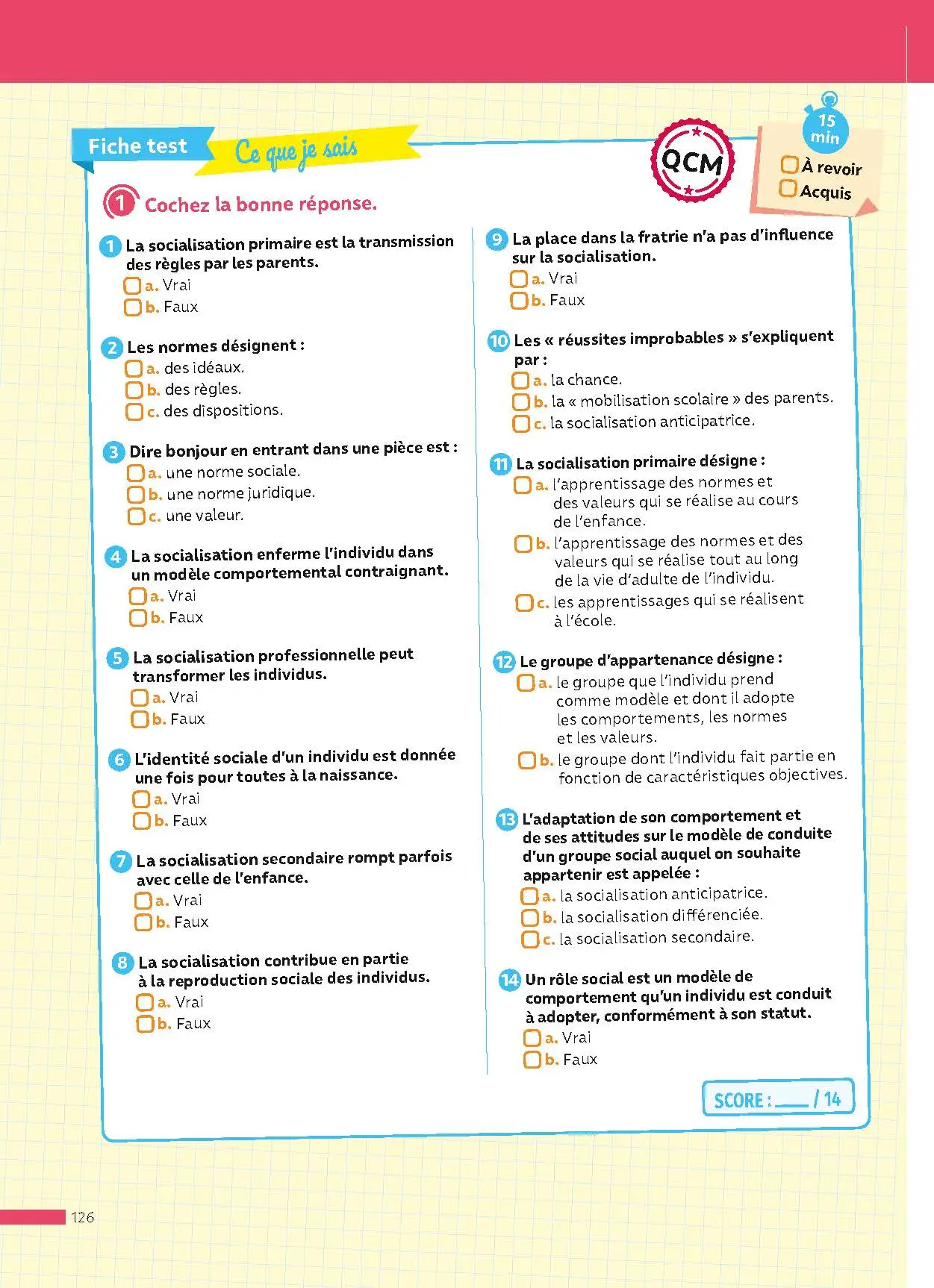 SES 1re (Sciences économiques et sociales) - ABC Réussite - Bac 2027 - Programme de première 2026-2027 - Enseignement de spécialité - Cours, Méthode, Exercices et Corrigés guidés - EPUB - Livre de cours, méthode et exercices - 9782095014223 - page intérieure 126