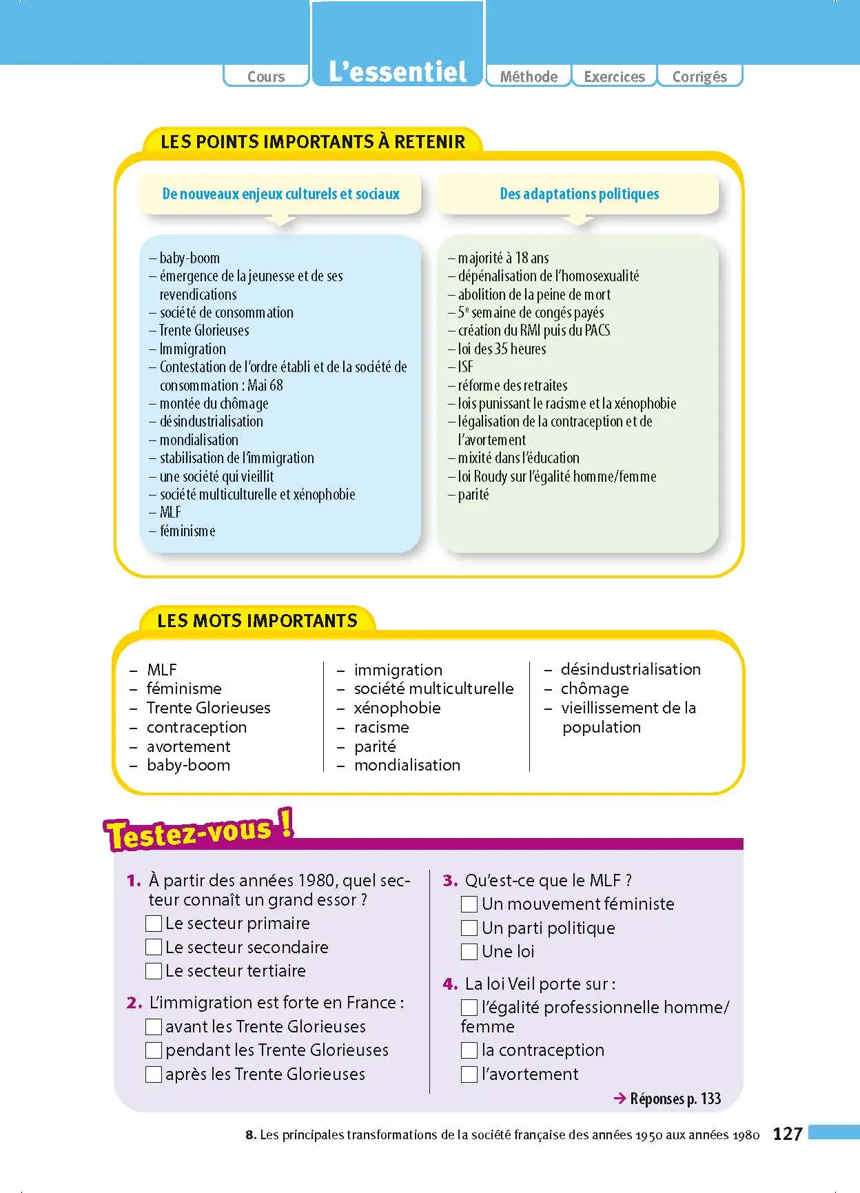 Histoire-Géographie-EMC (Enseignement moral et civique) 3e - ABC Réussite - Le Brevet efficace - Cours, Méthode, Exercices - Brevet 2027 - Livre de cours, méthode et exercices - 9782091571058 - page intérieure 127