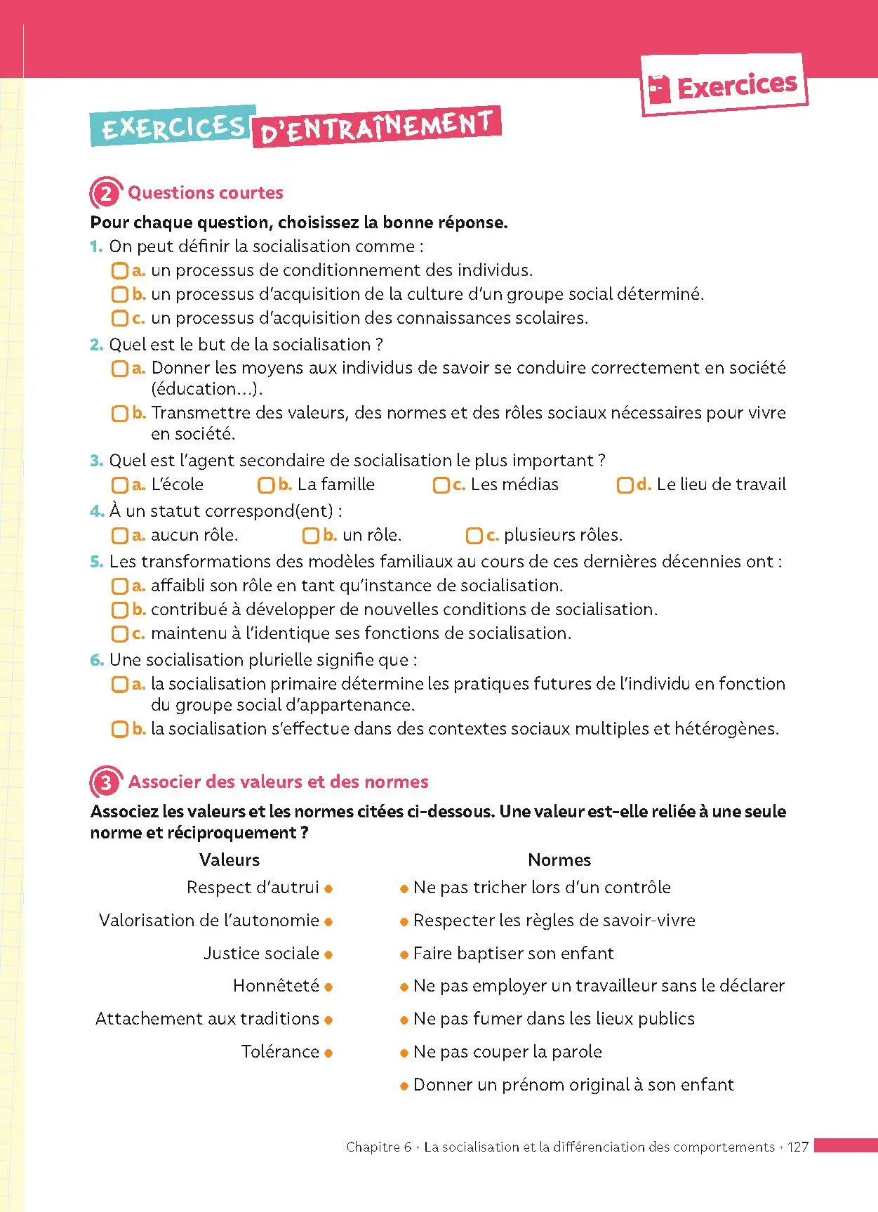SES 1re (Sciences économiques et sociales) - ABC Réussite - Bac 2027 - Programme de première 2026-2027 - Enseignement de spécialité - Cours, Méthode, Exercices et Corrigés guidés - EPUB - Livre de cours, méthode et exercices - 9782095014223 - page intérieure 127