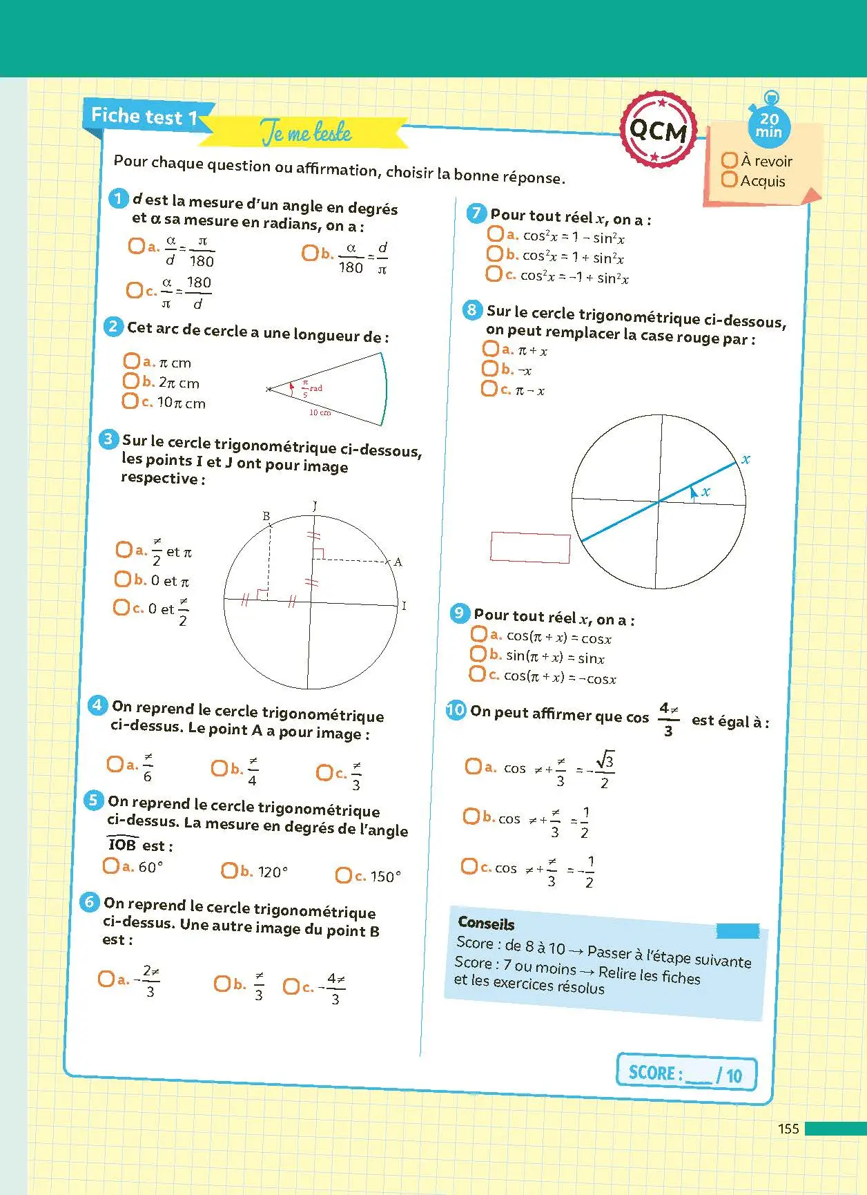 Maths 1re - ABC Réussite - Bac 2027 - Programme de première 2026-2027 - Enseignement de spécialité - Cours, Méthode, Exercices et Corrigés guidés - Livre de cours, méthode et exercices - 9782091571164 -  [page intérieure 155]
