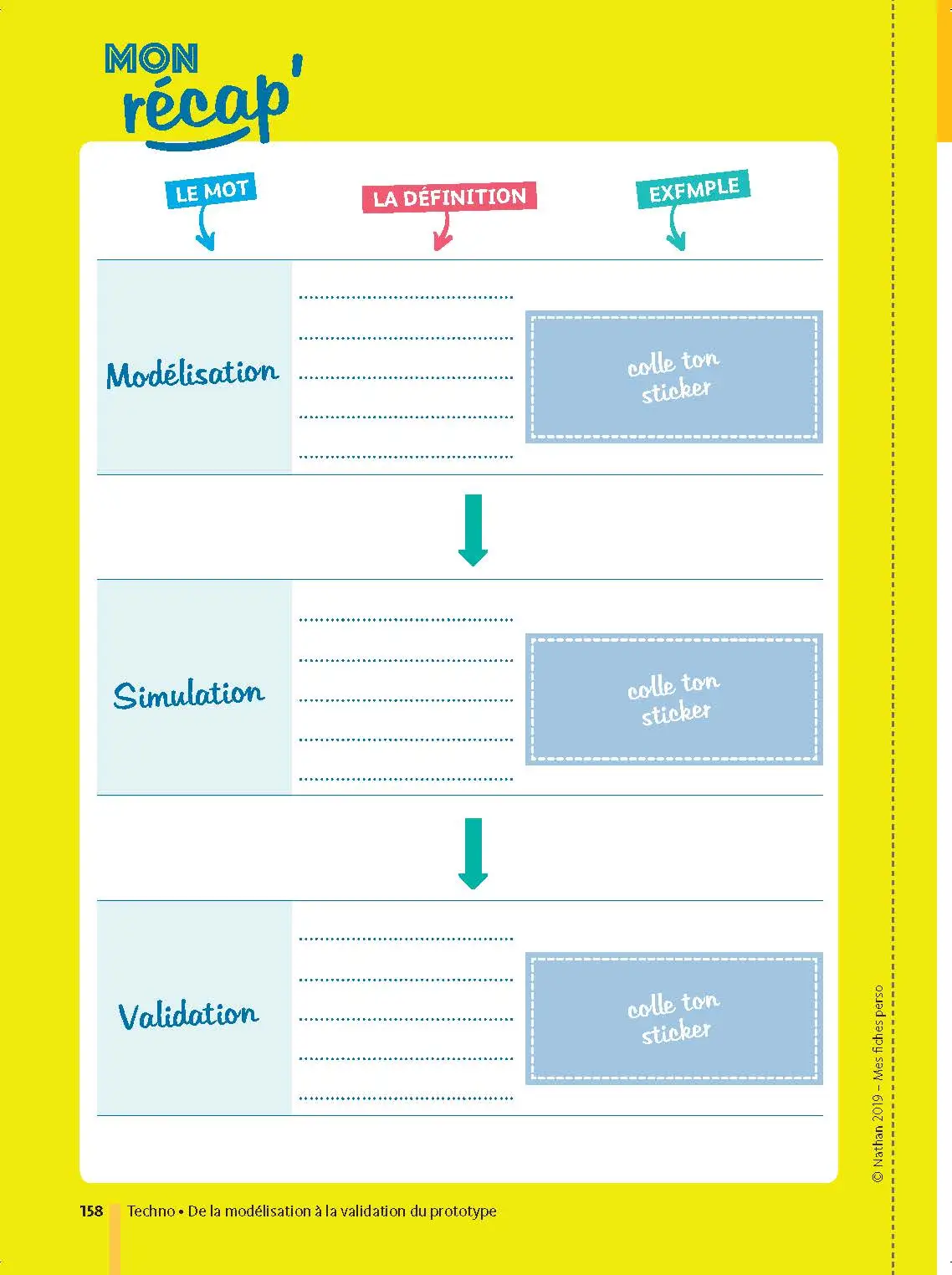 Physique-Chimie - SVT (Sciences de la vie et de la Terre) - Technologie 3e - Mes fiches perso Brevet - Révisions Brevet 2027 - Fiches - 9782091573779 - page intérieure 158