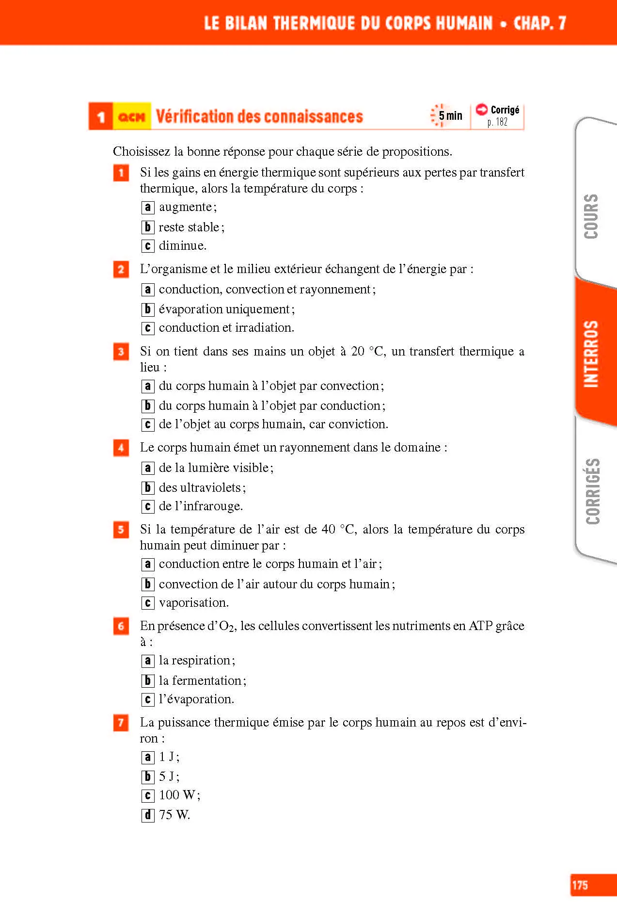 Enseignement Scientifique Première - Interros des lycées 1re - Les vrais exos du BAC - + de 100 exercices avec corrigés détaillés - BAC 2027 - Cahier d'exercices - 9782091575681 - page intérieure 175