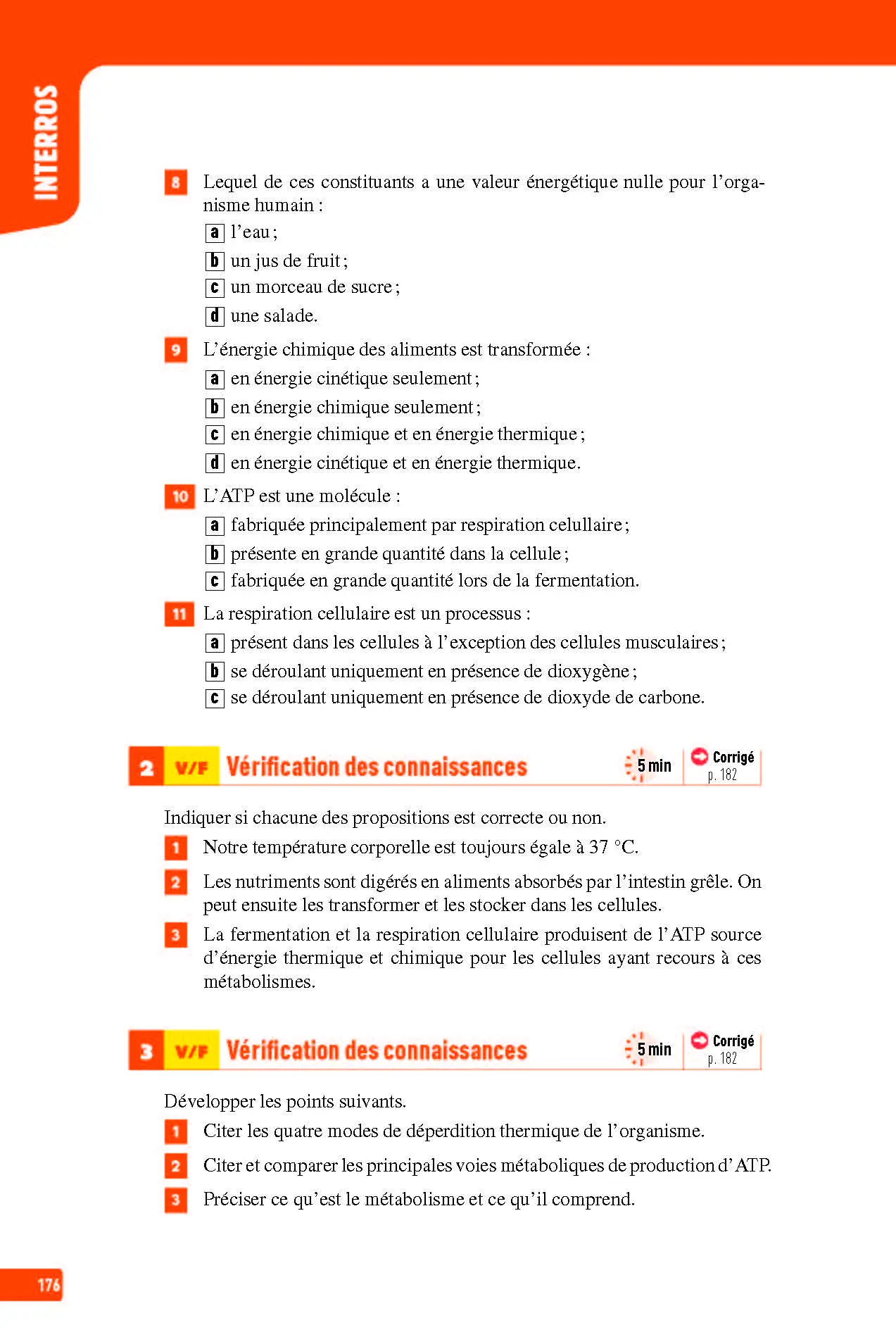 Enseignement Scientifique Première - Interros des lycées 1re - Les vrais exos du BAC - + de 100 exercices avec corrigés détaillés - BAC 2027 - Cahier d'exercices - 9782091575681 - page intérieure 176