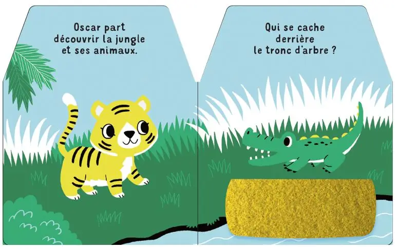 Cache-cache petit tigre - Livre matière - éveil - Dès 6 mois - Livre d'éveil - 9782092579855 - page-interieure 2