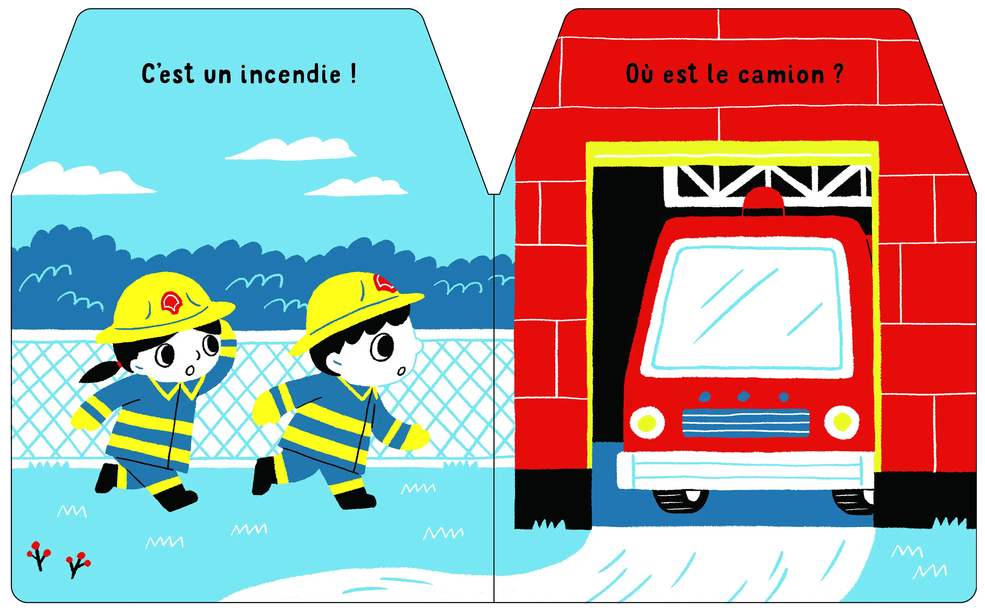 Cache-cache petit pompier - Livre matière - éveil  Dès 6 mois - Livre d'éveil - 9782092581438 - page-interieure 2