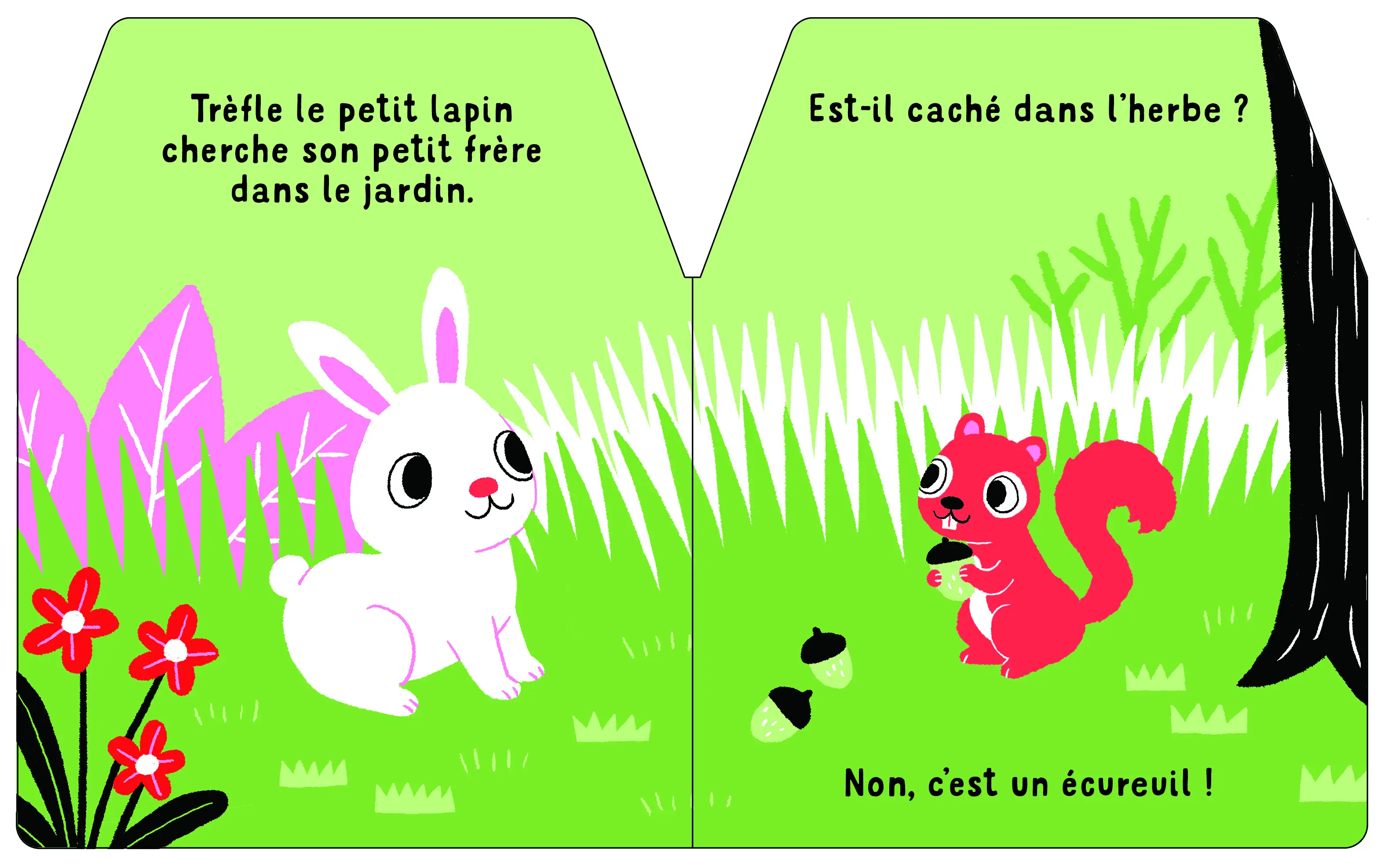 Cache-cache petit lapin - Livre matière - éveil - Une petite histoire parfaite à découvrir à Pâques - Dès 6 mois - Livre d'éveil - 9782092588031 - page-interieure 2