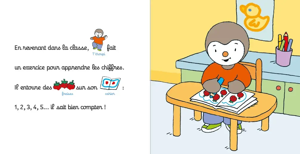 T'choupi à l'école - Histoire à 2 voix - Dès 2 ans - Album(s) - 9782092589953 - page interieure 2