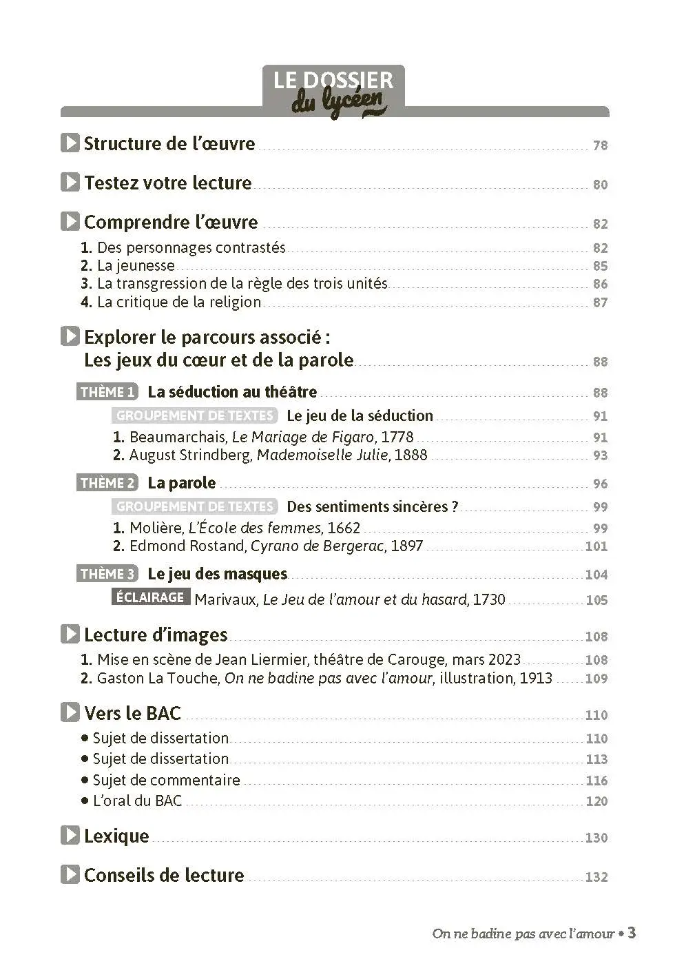 On ne badine pas avec l'amour de Alfred de Musset - BAC Français 1re 2026 - Parcours : Les jeux du coeur et de la parole - voies générale et technologique - édition intégrale prescrite - Classique pédagogique - 9782095032272 - Page intérieure 2