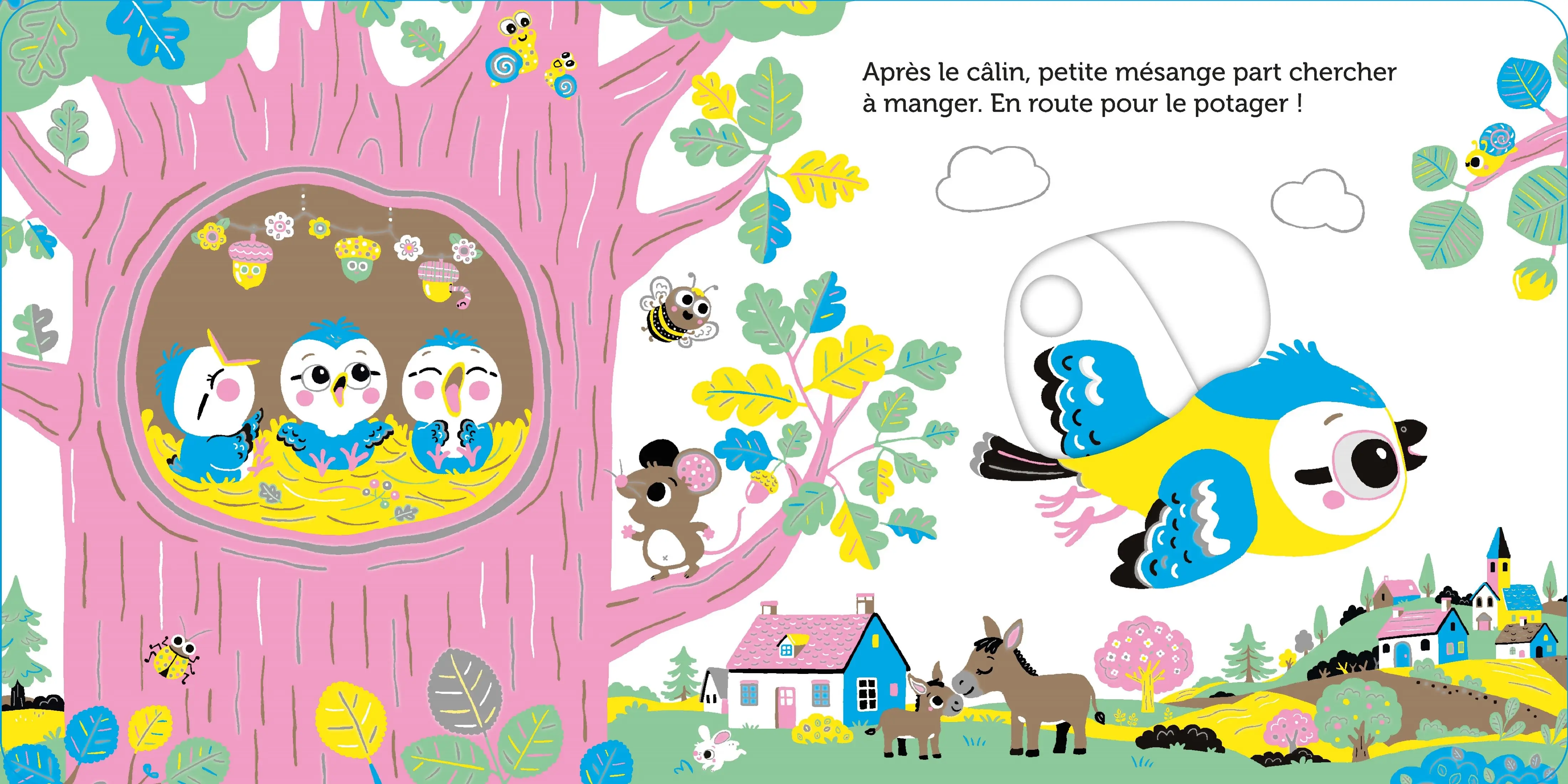 Promenade avec petite mésange - Pour partir à la découverte du jardin - dès 6 mois - Livre d'éveil - 9782095058449 - page interieure 2