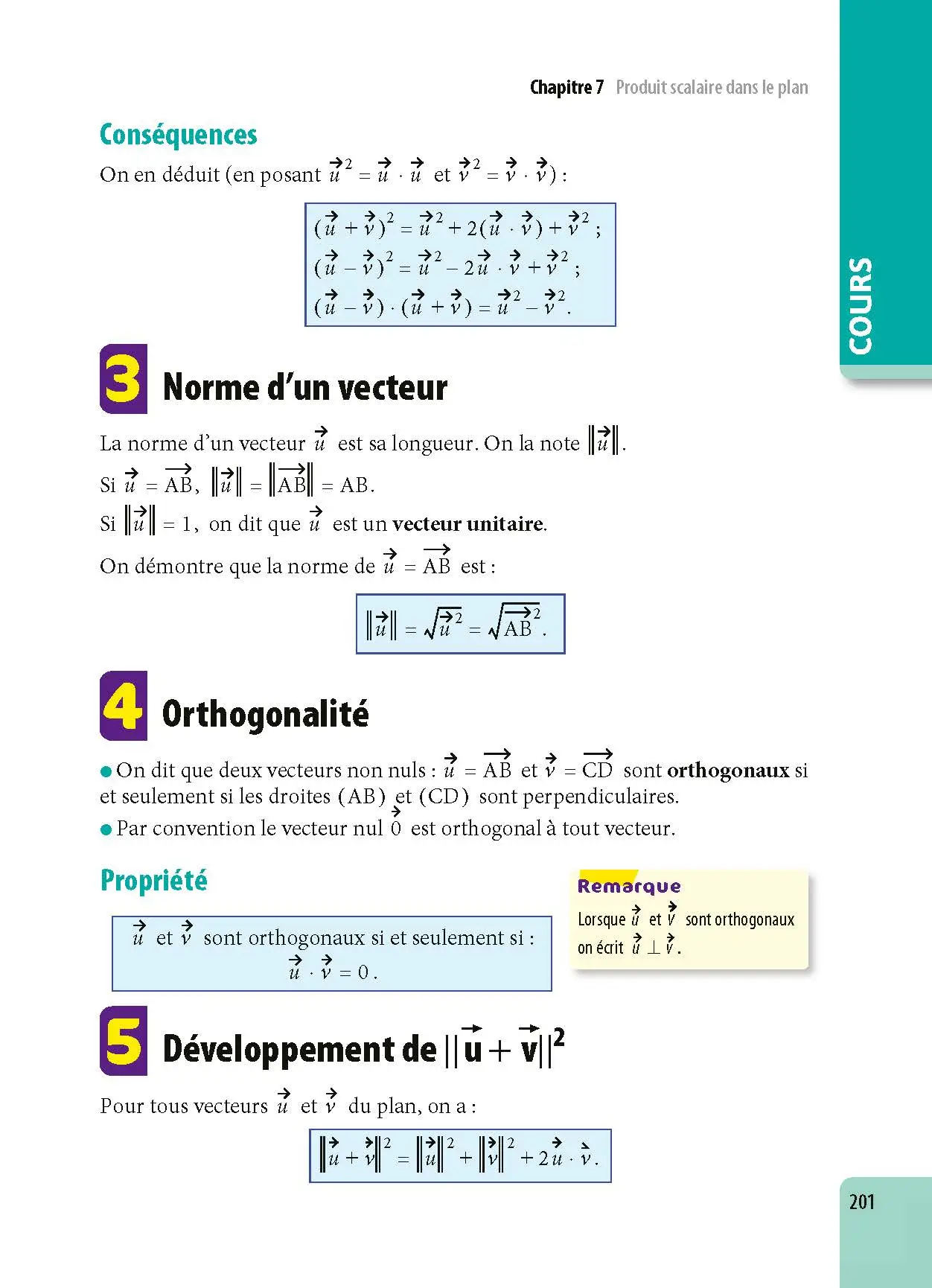 Maths 1re - ABC Excellence - Bac 2027 - Programme de première 2026-2027 - Enseignement de spécialité - Cours complets, Notions-clés et vidéos, Points méthode, Exercices et corrigés détaillés - Livre de cours, méthode et exercices - 9782095018030 -  [page intérieure 201]