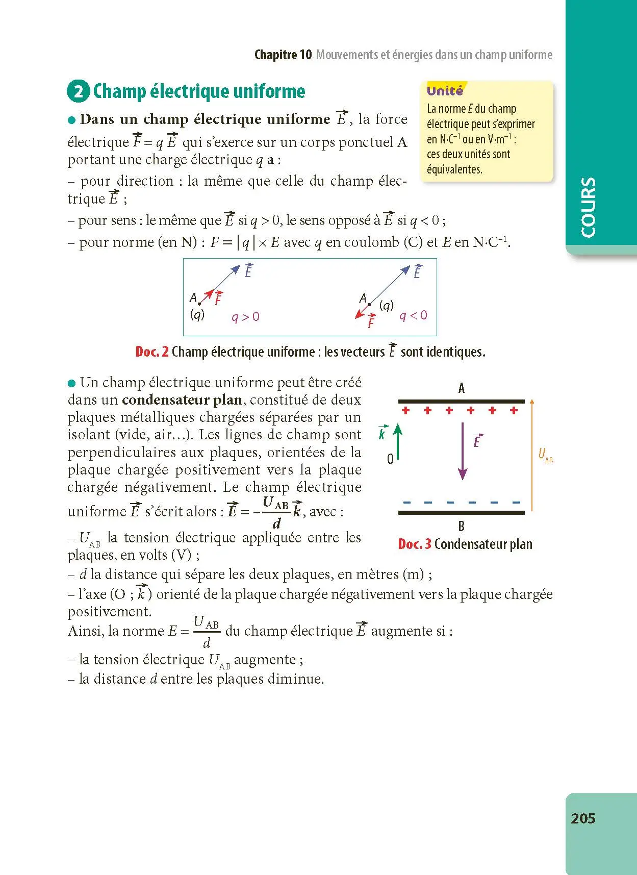 Physique-Chimie Terminale - ABC Excellence - Bac 2027 - Enseignement de spécialité Tle - Cours complets, Notions-clés et vidéos, Points méthode, Exercices et corrigés détaillés - Livre de cours, méthode et exercices - 9782091571393 -  [page intérieure 205]
