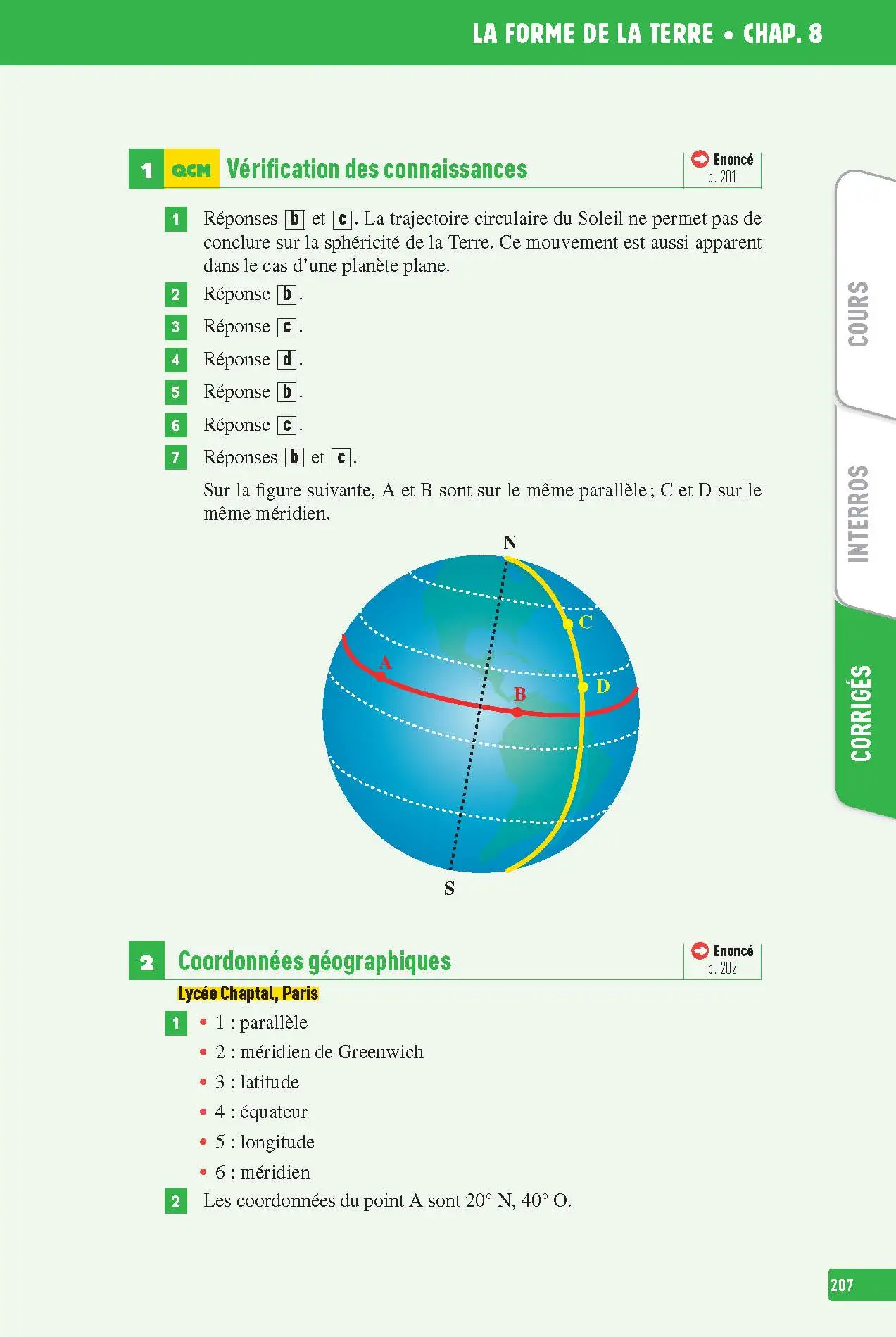 Enseignement Scientifique Première - Interros des lycées 1re - Les vrais exos du BAC - + de 100 exercices avec corrigés détaillés - BAC 2027 - Cahier d'exercices - 9782091575681 - page intérieure 207
