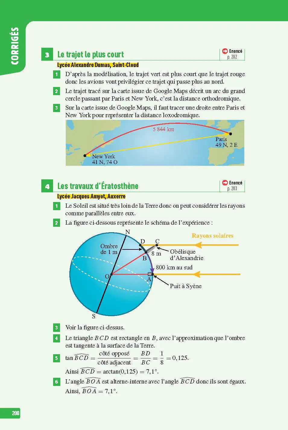 Enseignement Scientifique Première - Interros des lycées 1re - Les vrais exos du BAC - + de 100 exercices avec corrigés détaillés - BAC 2027 - Cahier d'exercices - 9782091575681 - page intérieure 208
