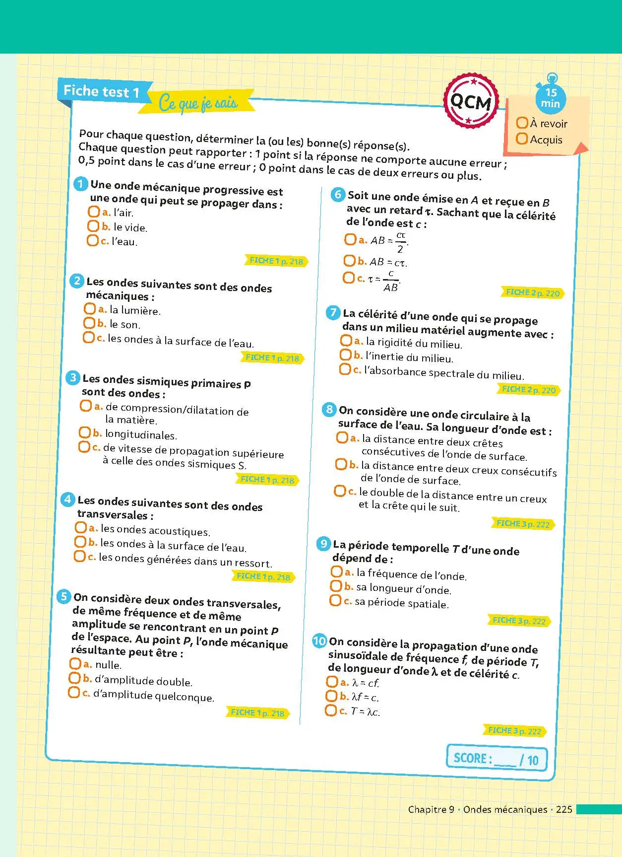Physique-Chimie 1re - ABC Réussite - Bac 2027 - Programme de première 2026-2027 - Enseignement de spécialité - Cours, Méthode, Exercices et Corrigés guidés - EPUB - Livre de cours, méthode et exercices - 9782095014186 - page intérieure 225