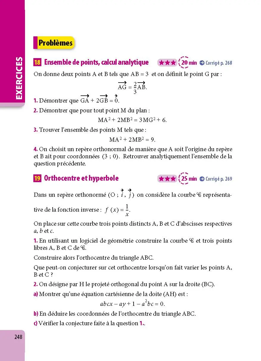 Maths 1re - ABC Excellence - Bac 2027 - Programme de première 2026-2027 - Enseignement de spécialité - Cours complets, Notions-clés et vidéos, Points méthode, Exercices et corrigés détaillés - Livre de cours, méthode et exercices - 9782095018030 -  [page intérieure 248]