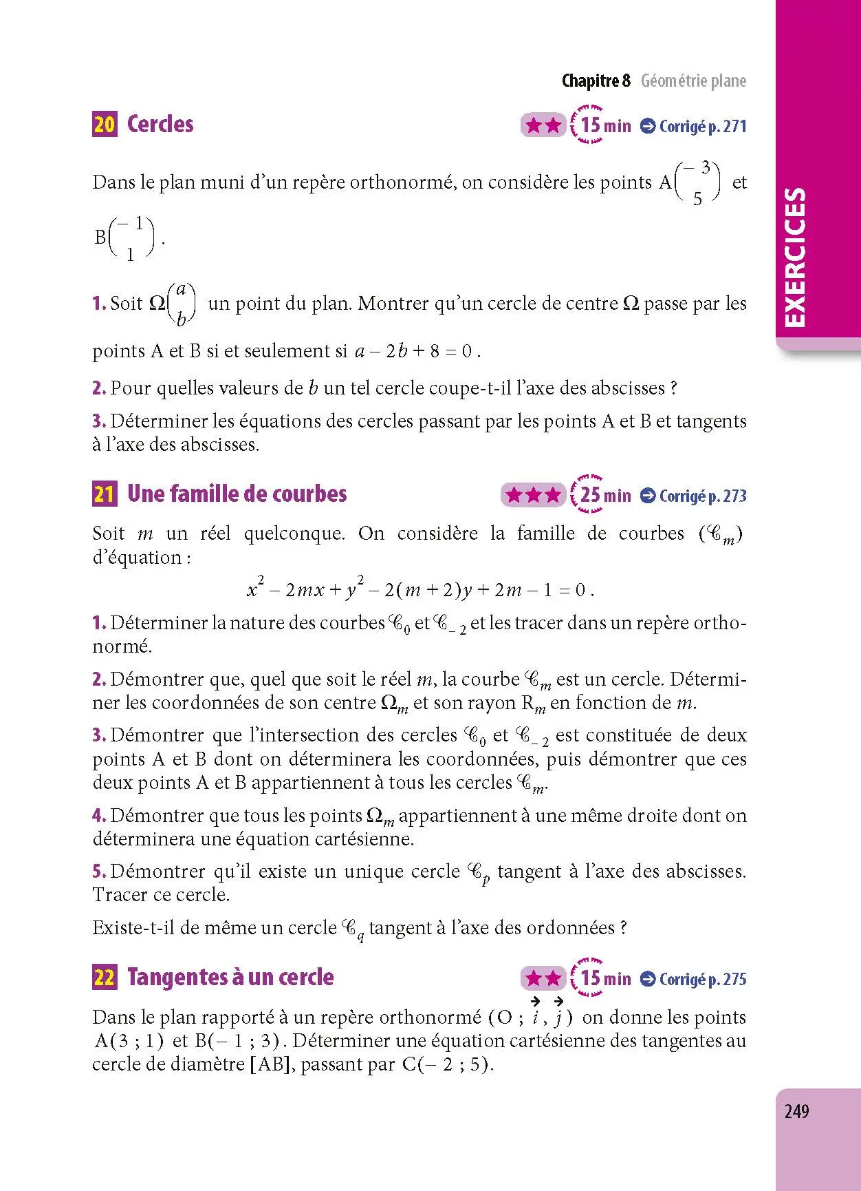 Maths 1re - ABC Excellence - Bac 2027 - Programme de première 2026-2027 - Enseignement de spécialité - Cours complets, Notions-clés et vidéos, Points méthode, Exercices et corrigés détaillés - Livre de cours, méthode et exercices - 9782095018030 -  [page intérieure 249]