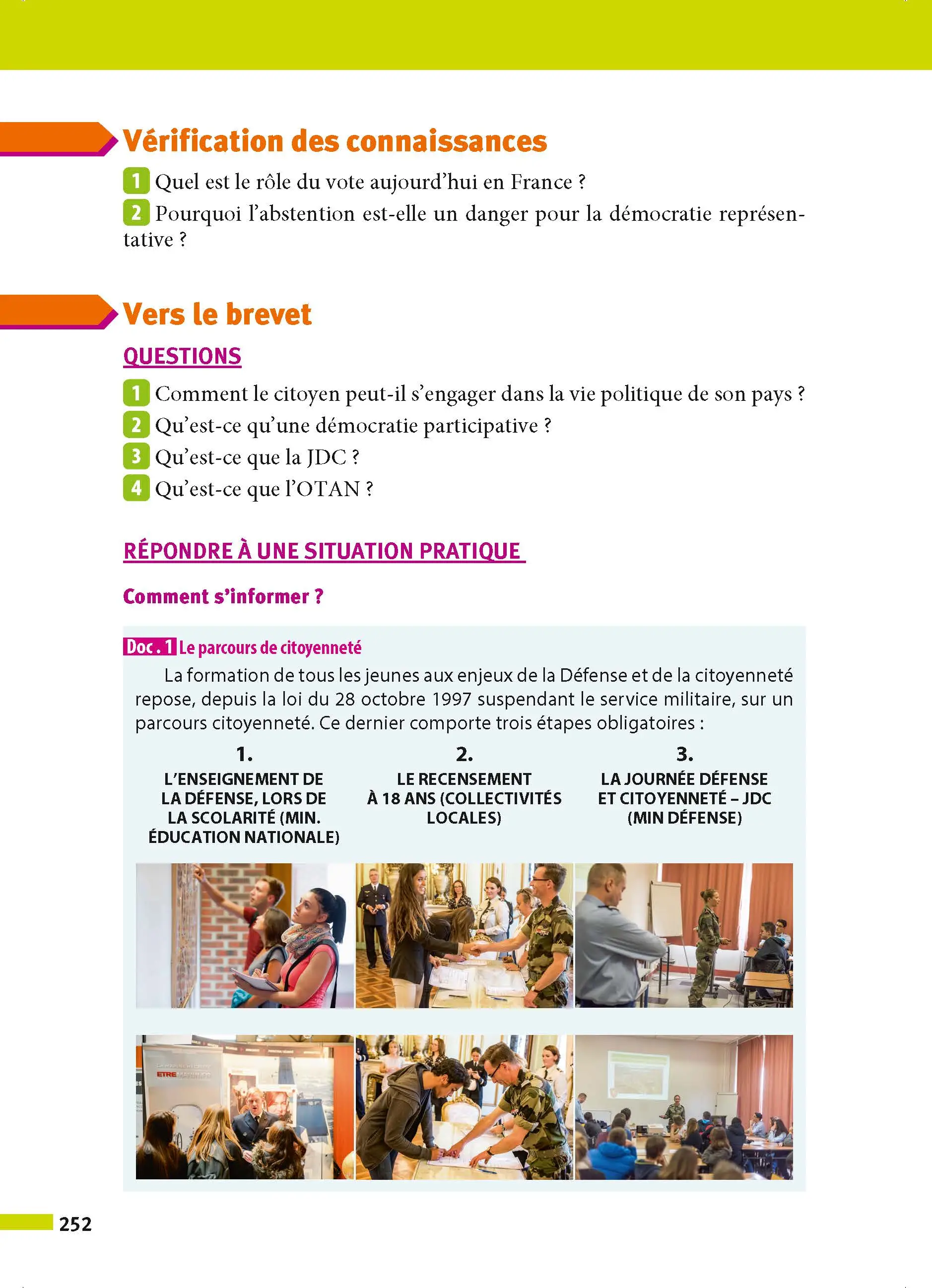 Histoire-Géographie-EMC (Enseignement moral et civique) 3e - ABC Réussite - Le Brevet efficace - Cours, Méthode, Exercices - Brevet 2027 - Livre de cours, méthode et exercices - 9782091571058 - page intérieure 252