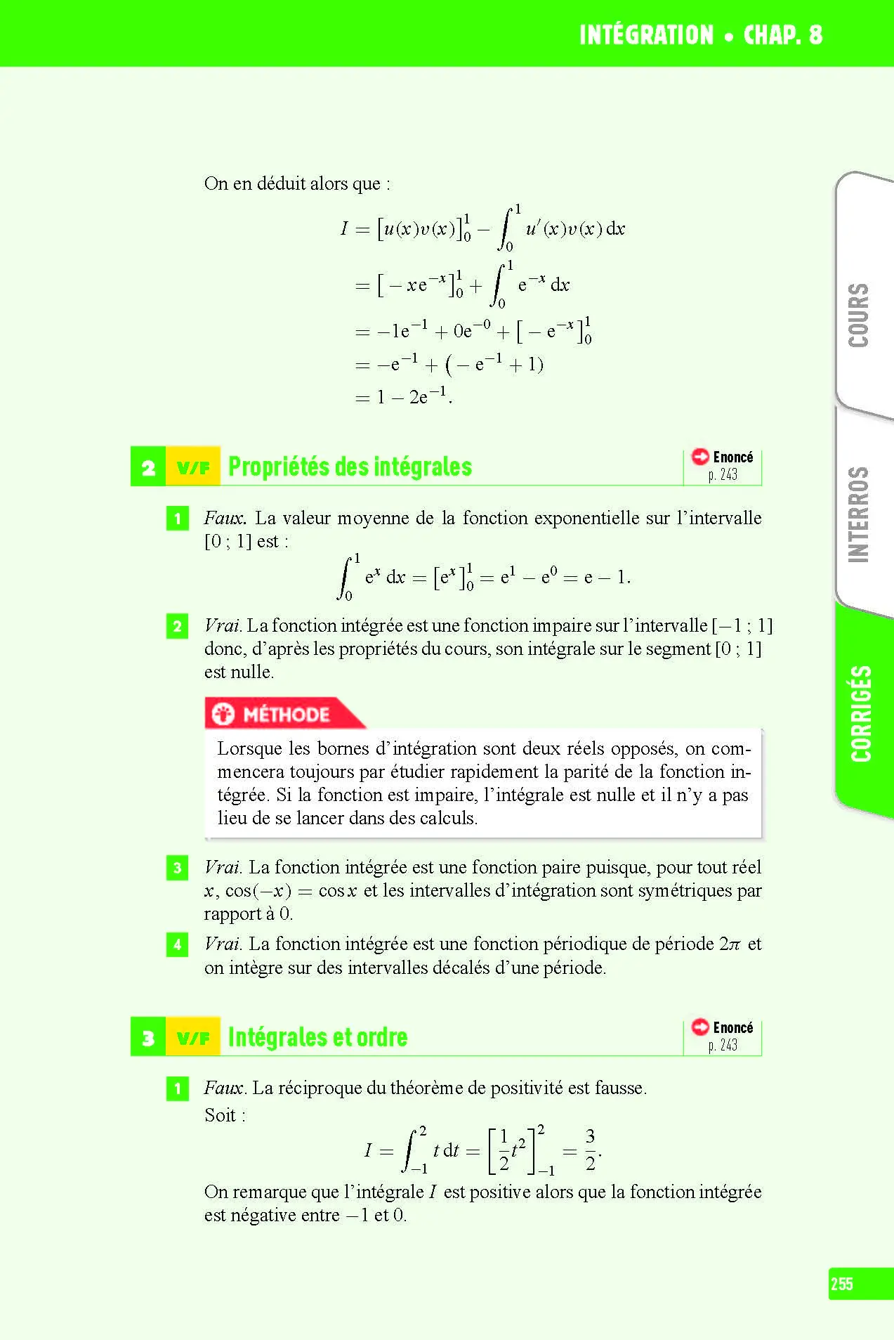 Maths Terminale - Interros des lycées Tle - Les vrais exos du BAC - + de 100 exercices avec corrigés détaillés - BAC 2027 - Cahier d'exercices - 9782095023355 - page intérieure 255