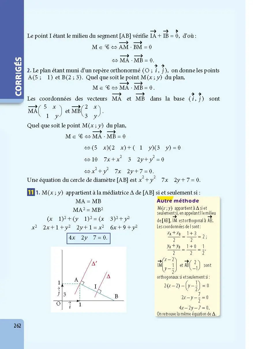 Maths 1re - ABC Excellence - Bac 2027 - Programme de première 2026-2027 - Enseignement de spécialité - Cours complets, Notions-clés et vidéos, Points méthode, Exercices et corrigés détaillés - Livre de cours, méthode et exercices - 9782095018030 -  [page intérieure 262]